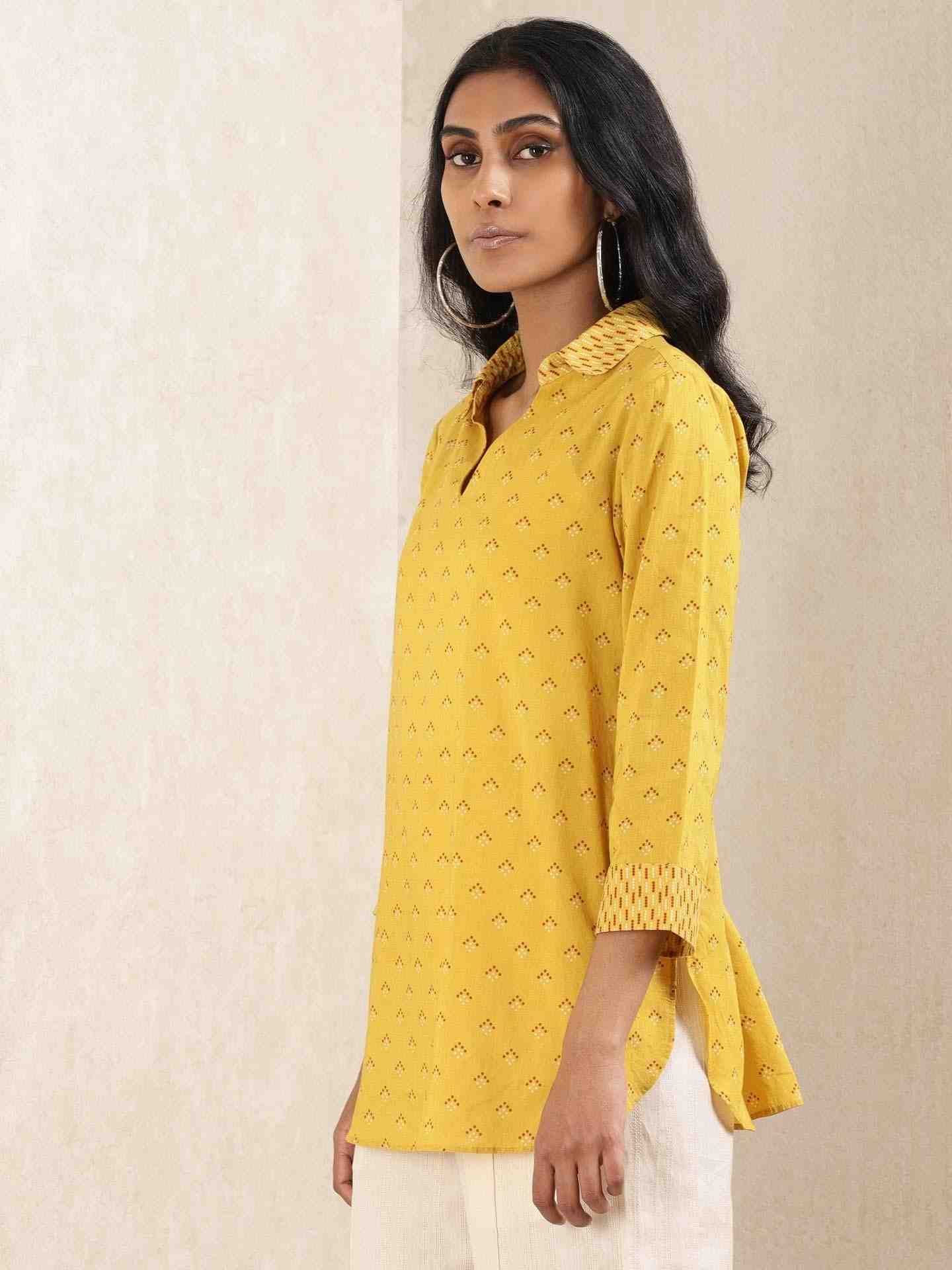Yellow Quint Cotton Kurti