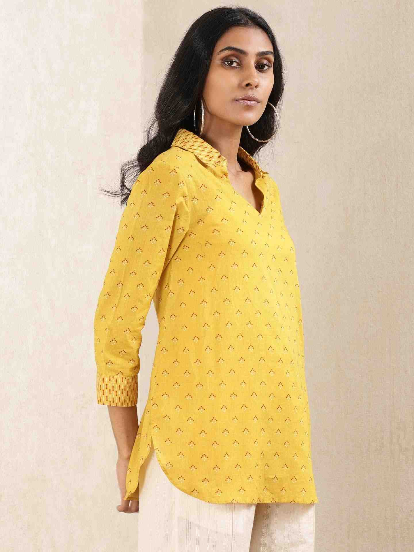 Yellow Quint Cotton Kurti