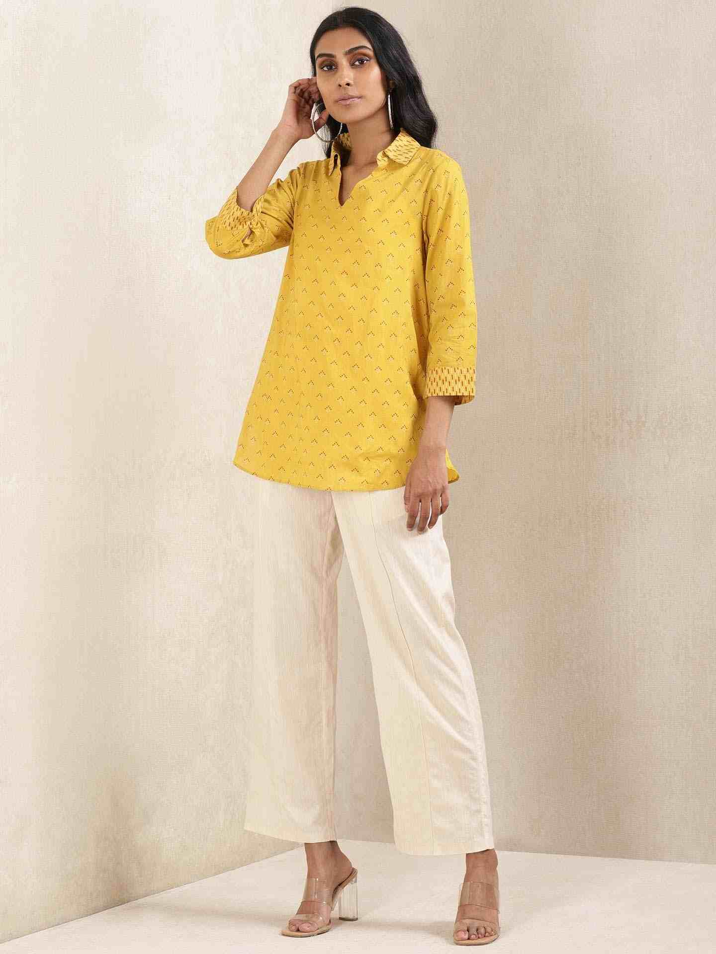 Yellow Quint Cotton Kurti