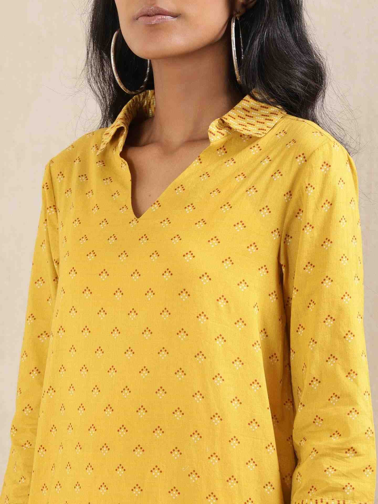 Yellow Quint Cotton Kurti