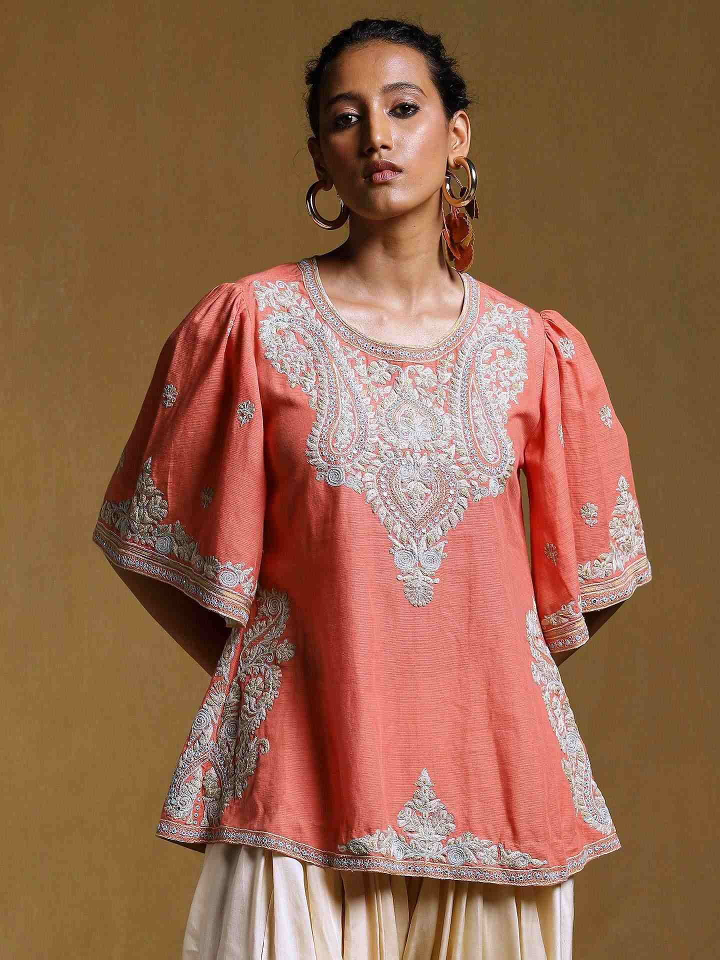 Peach Dori Paisley Kurti