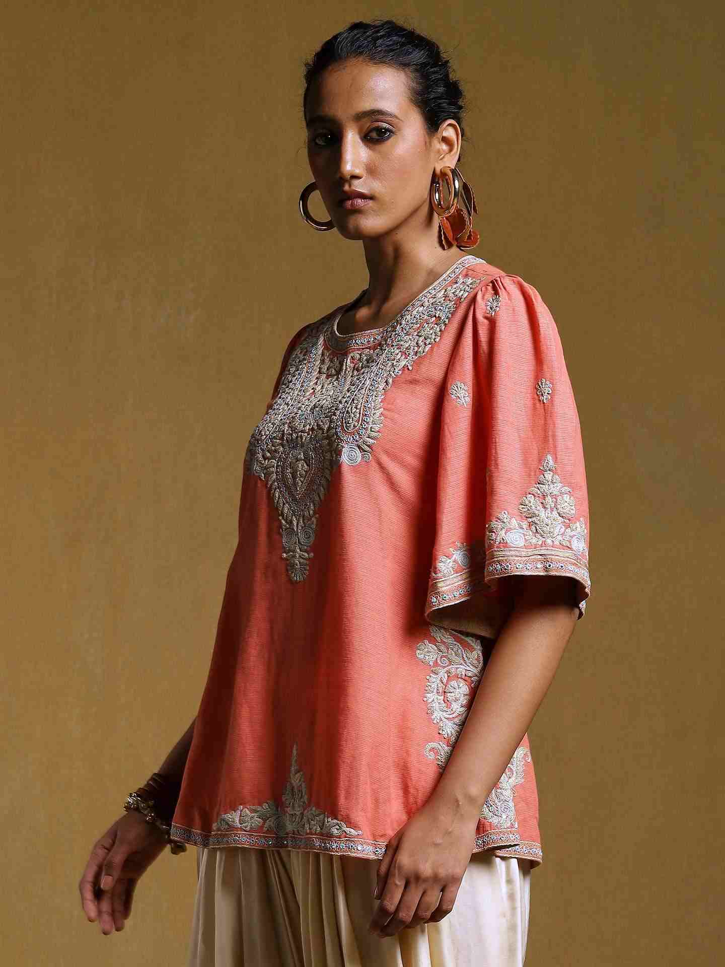 Peach Dori Paisley Kurti