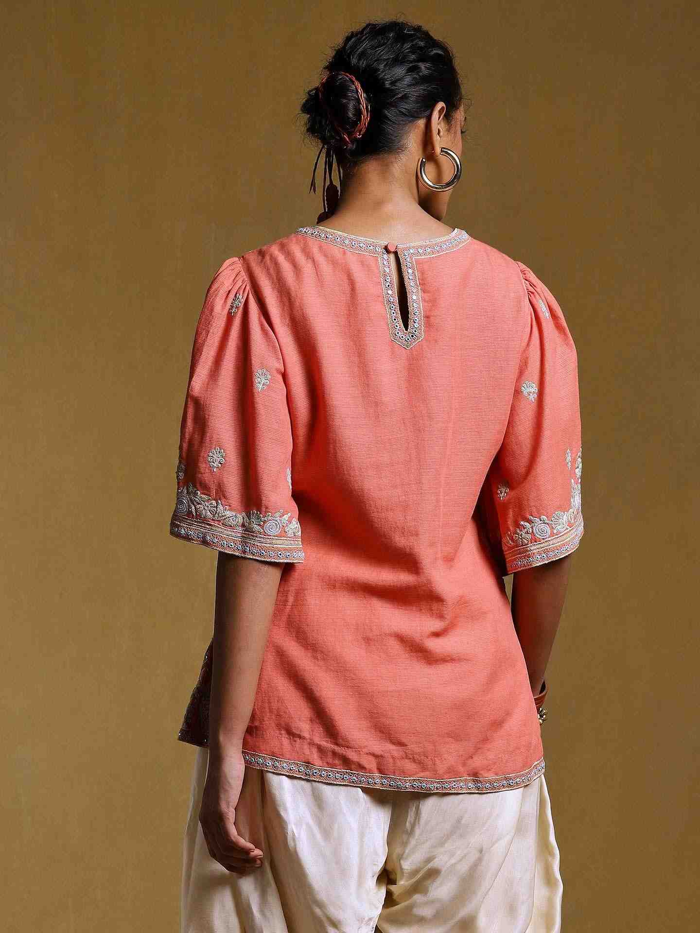 Peach Dori Paisley Kurti