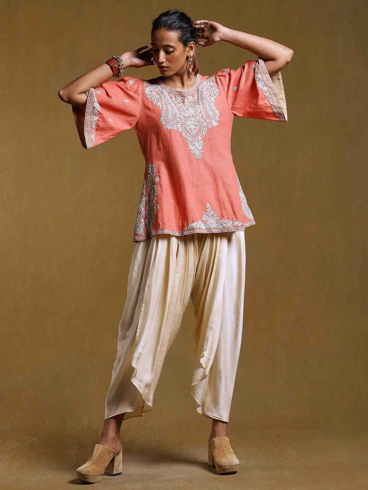 Peach Dori Paisley Kurti