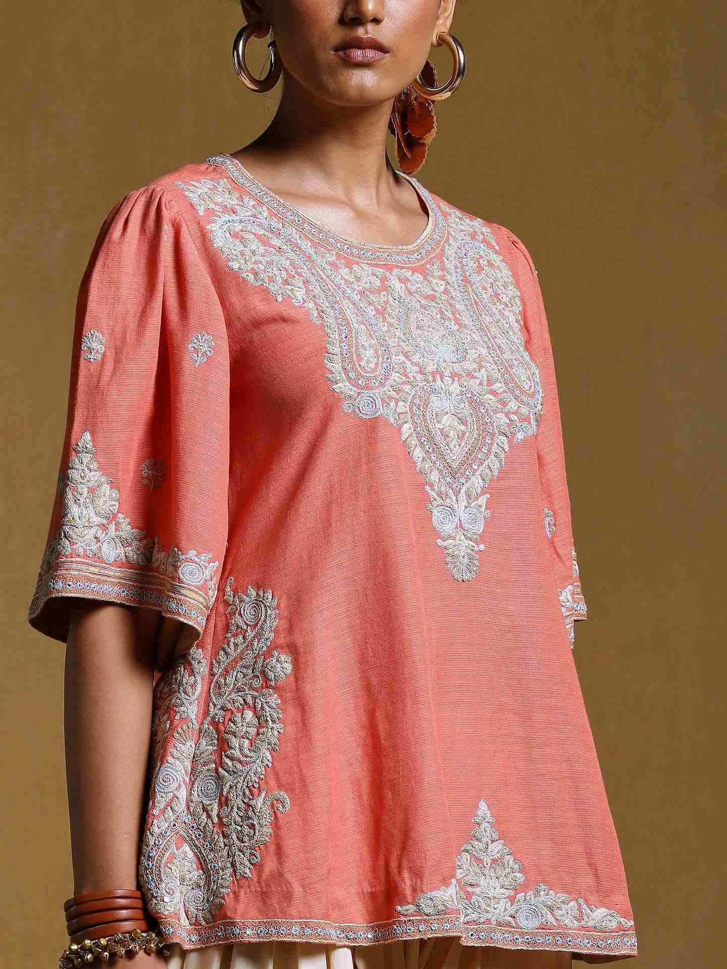 Peach Dori Paisley Kurti