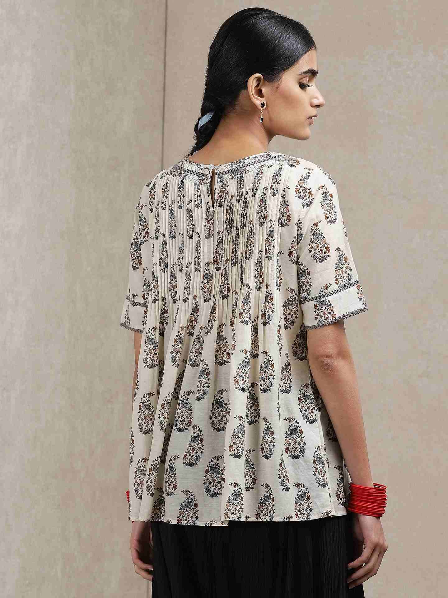 Beige Classic Printed Kurti
