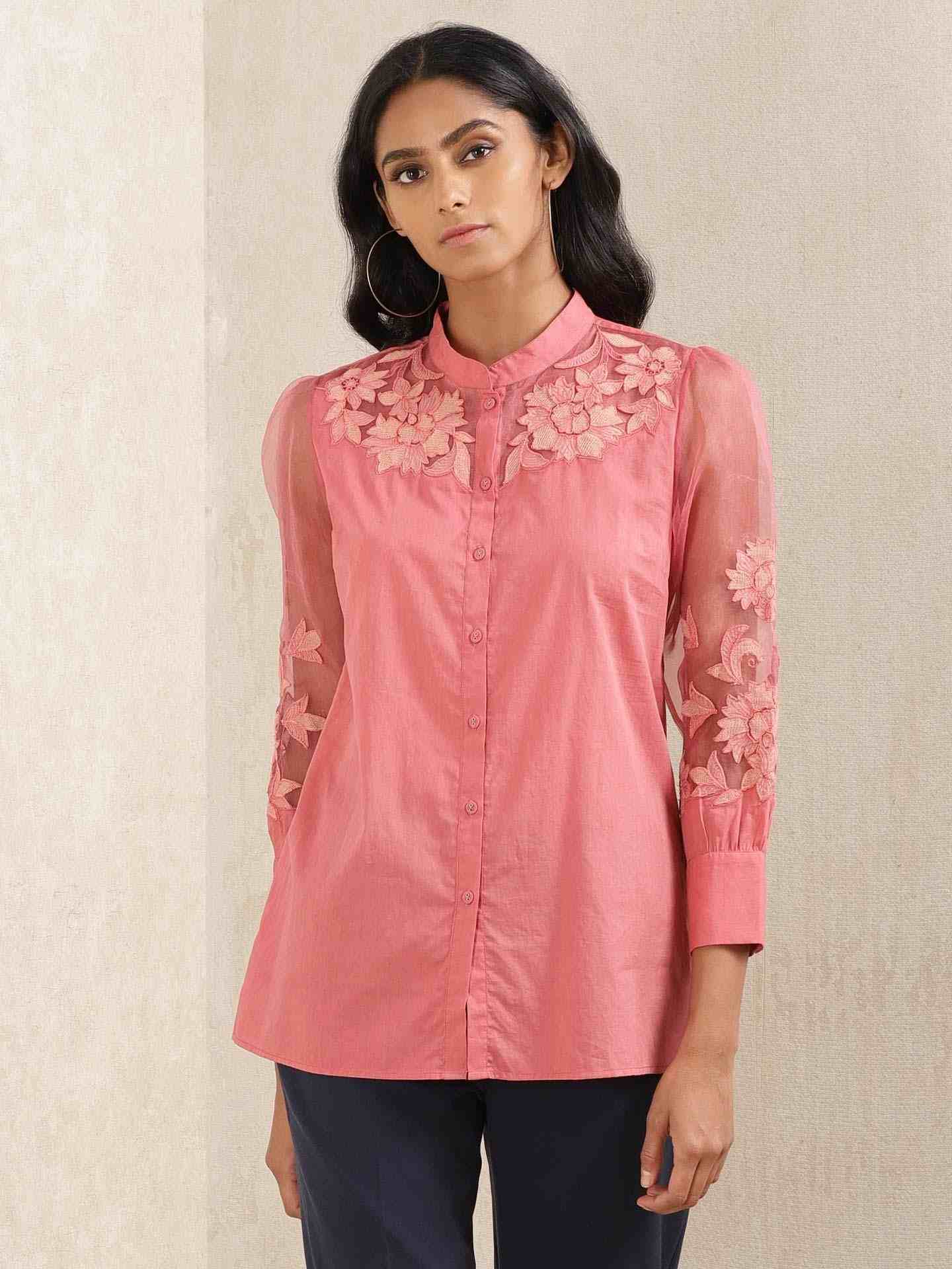 Pink Sanjh Cotton Kurti