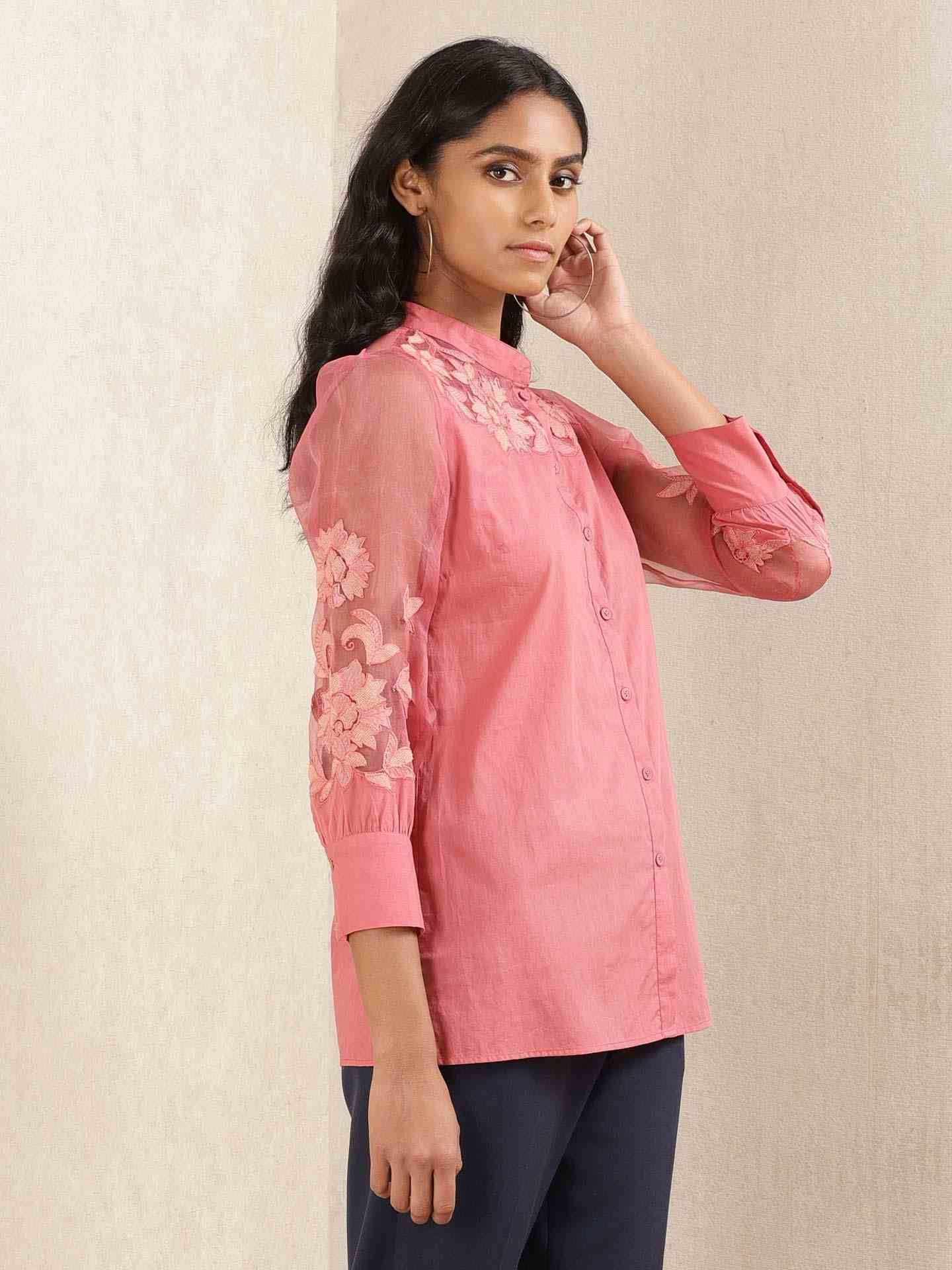 Pink Sanjh Cotton Kurti