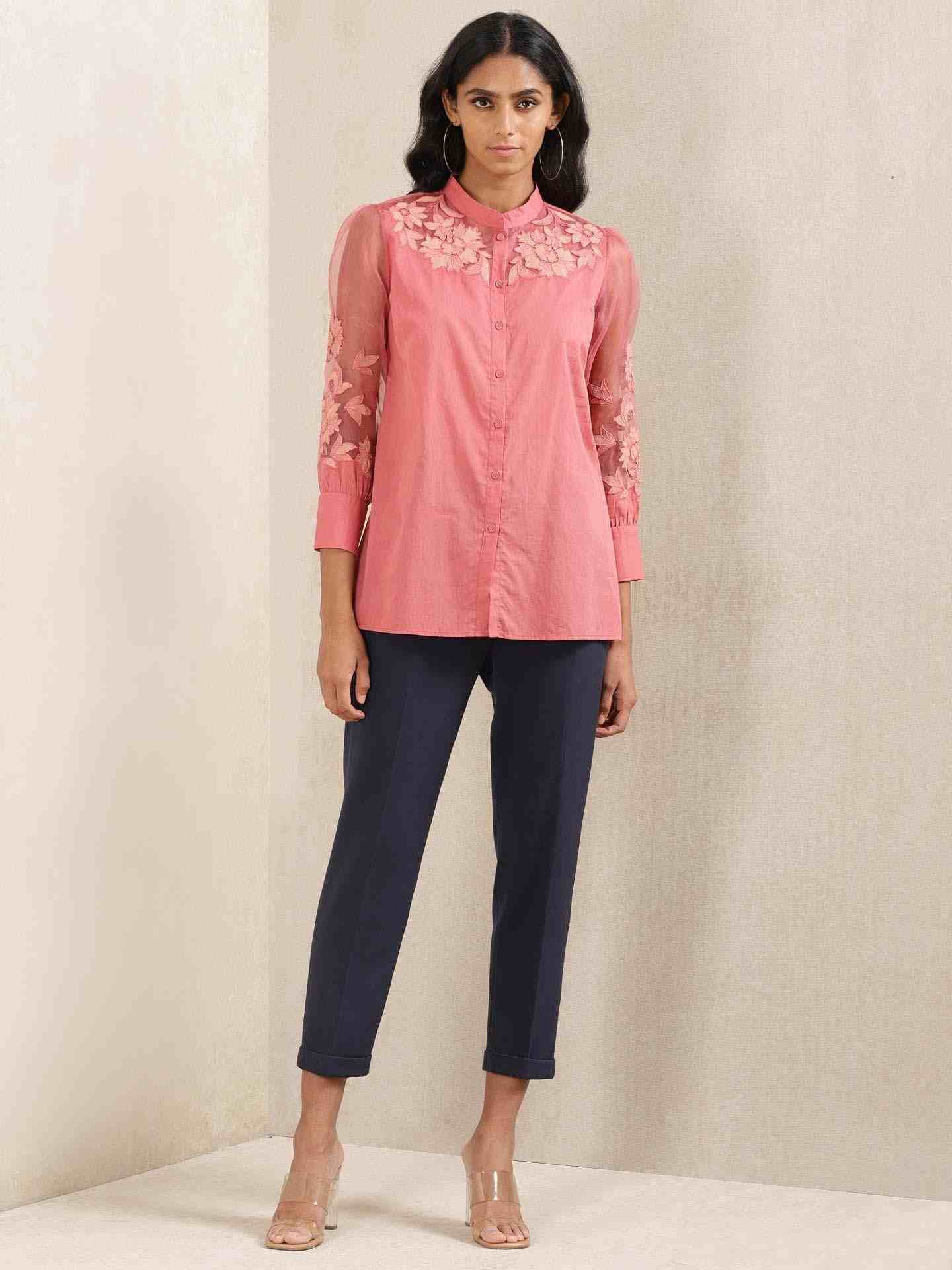 Pink Sanjh Cotton Kurti