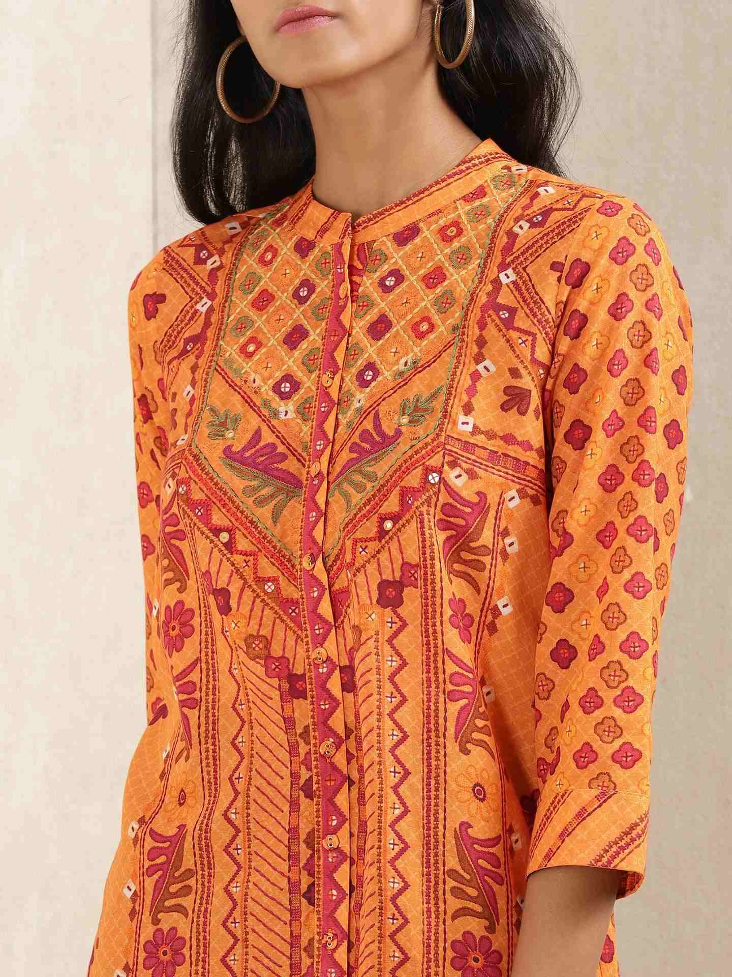 Orange Firdous Kurti