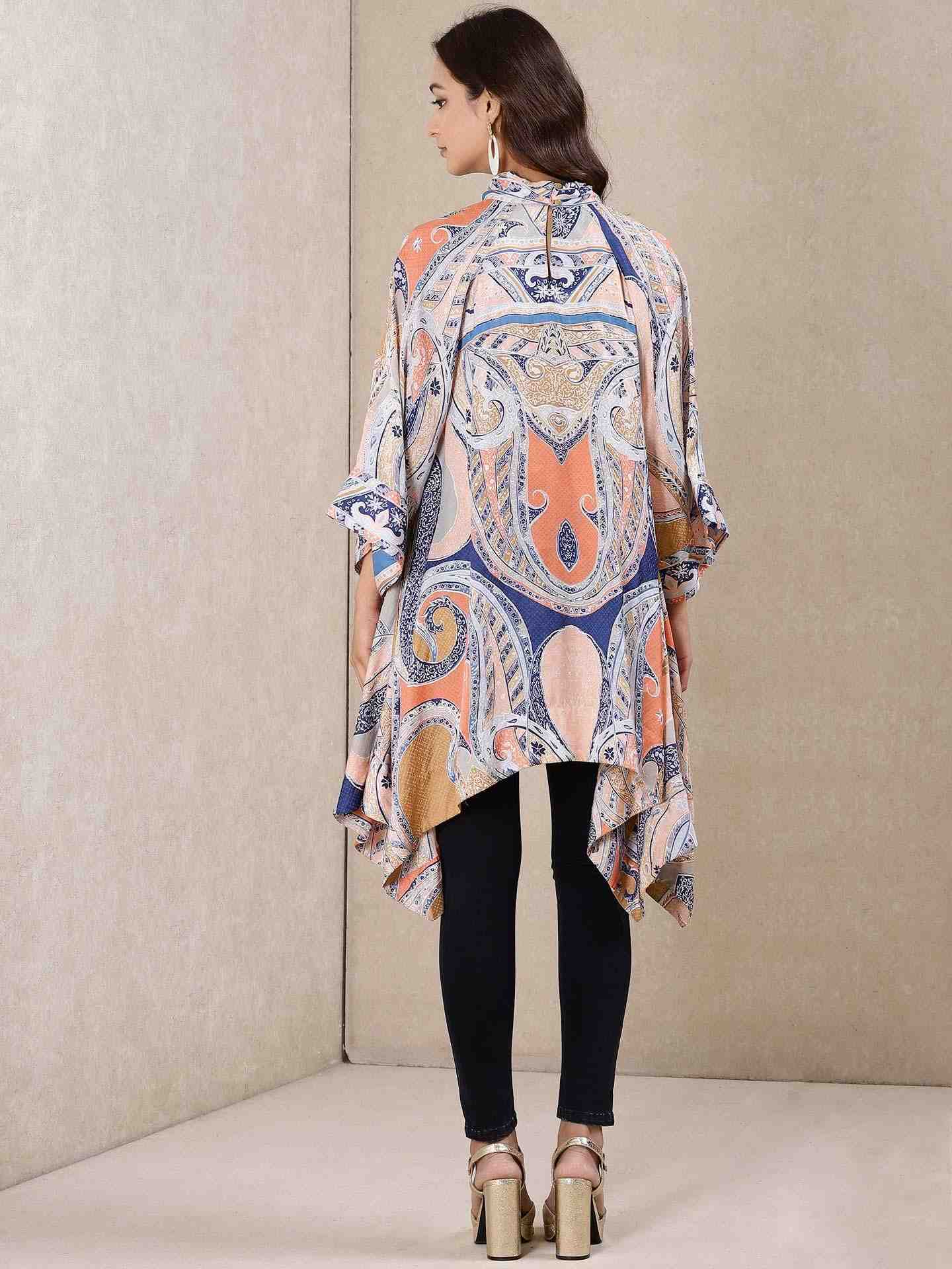 Blue & Peach Apsara Kurti