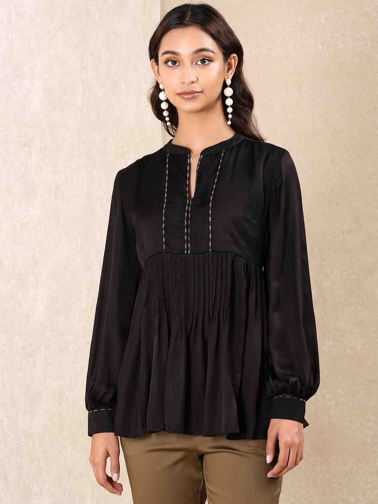 Black Tribal Puzzle Solid Kurti