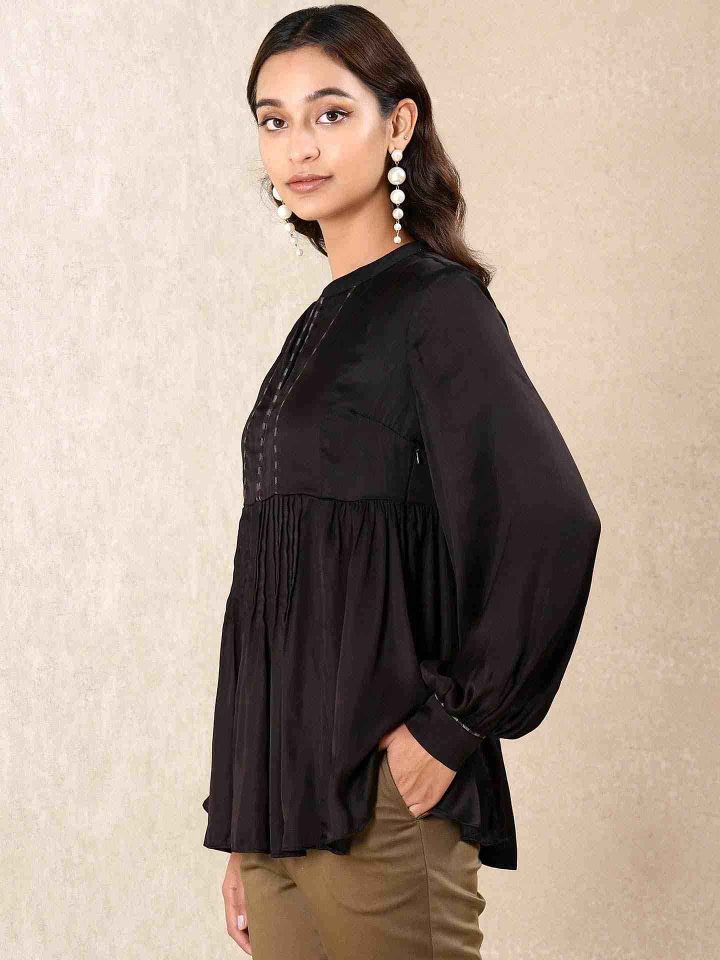 Black Tribal Puzzle Solid Kurti