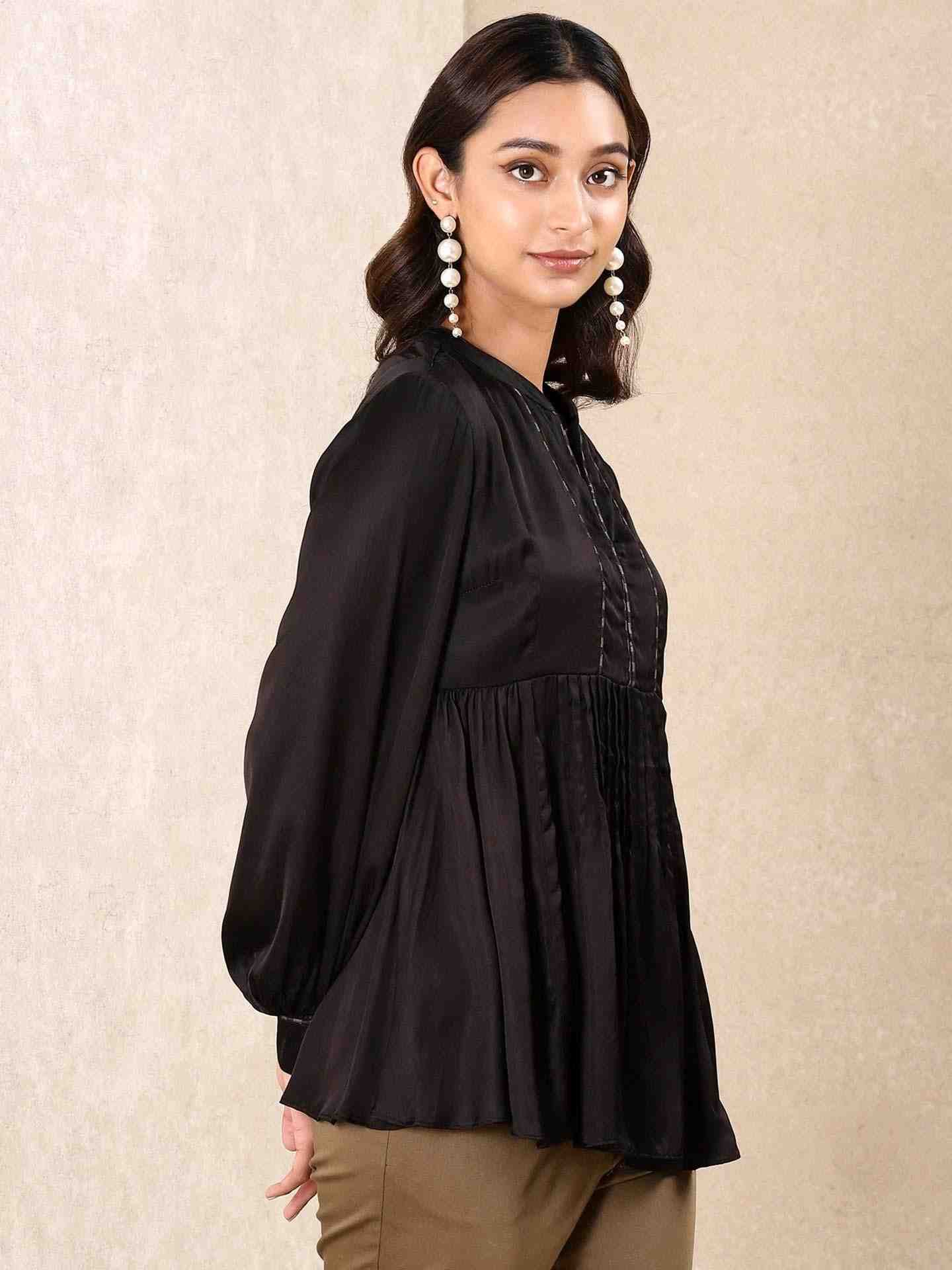 Black Tribal Puzzle Solid Kurti