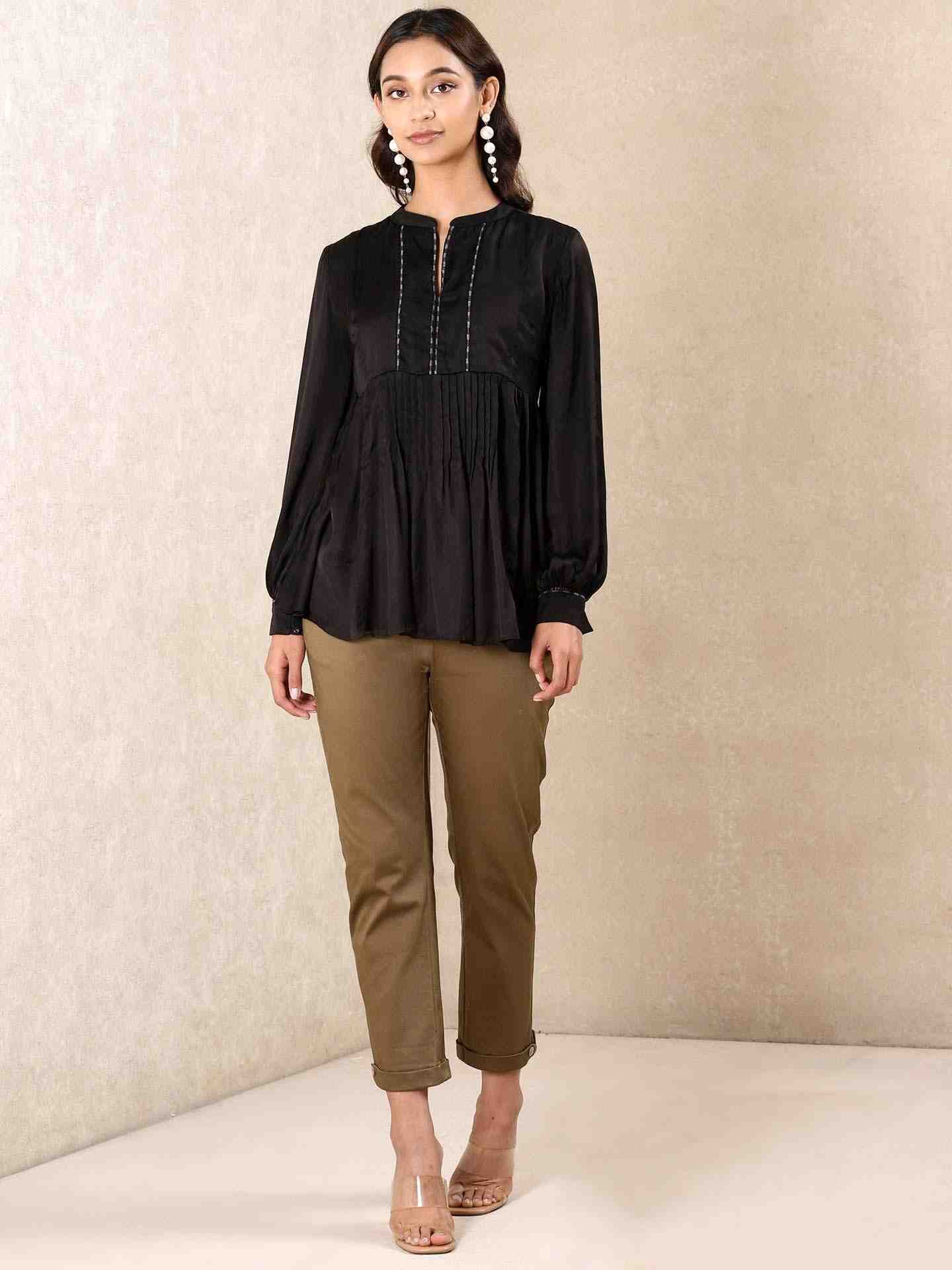 Black Tribal Puzzle Solid Kurti