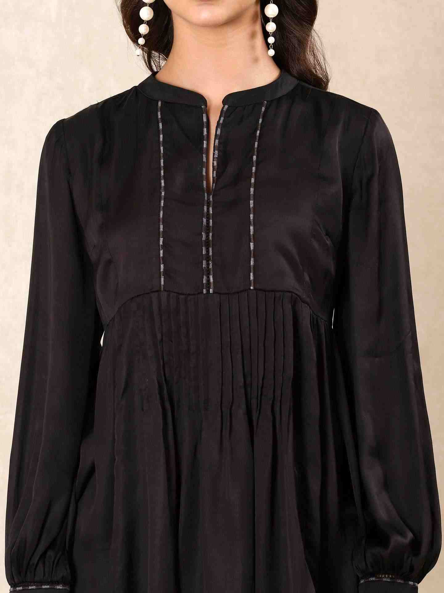 Black Tribal Puzzle Solid Kurti