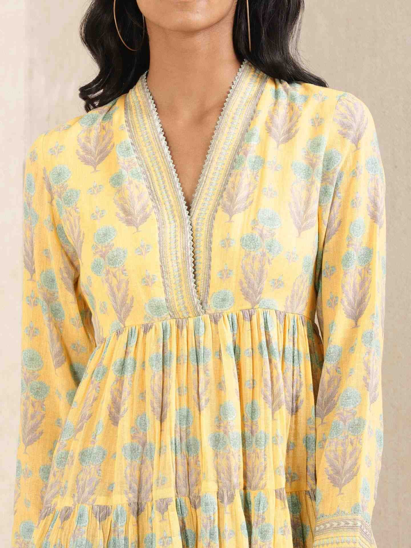 Yellow Komal Butti Allover Kurti