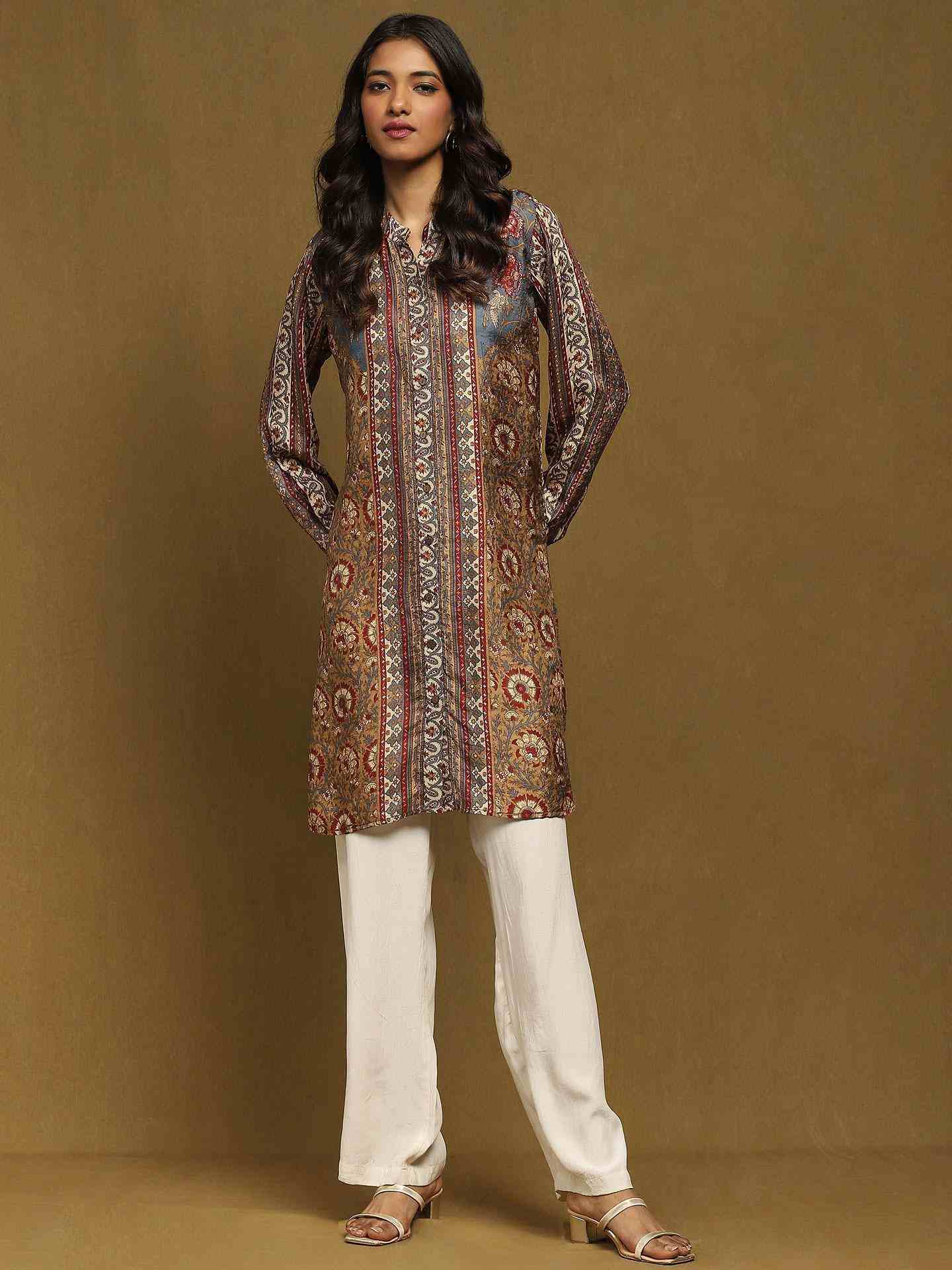 Beige & Multi Kalyani Kurti
