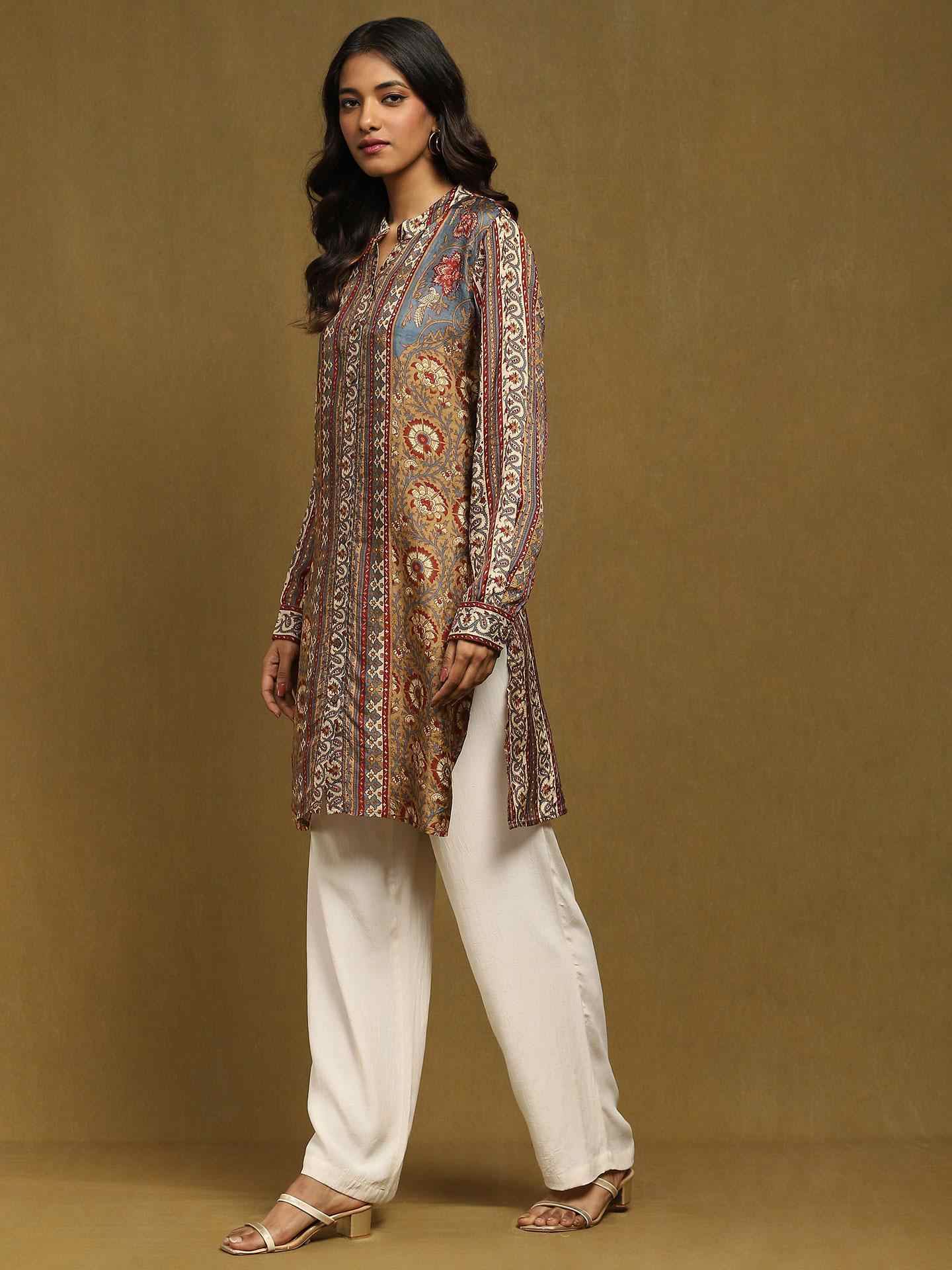 Beige & Multi Kalyani Kurti