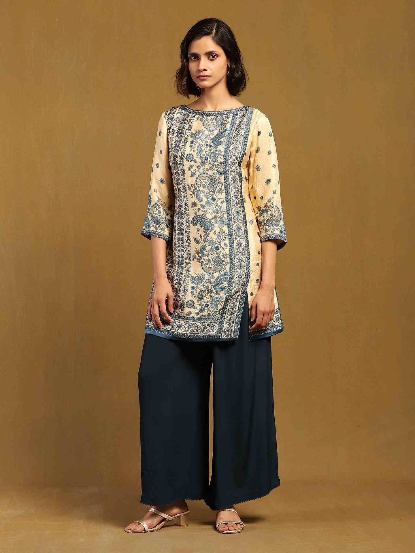 Offwhite & Blue Fab Kurti