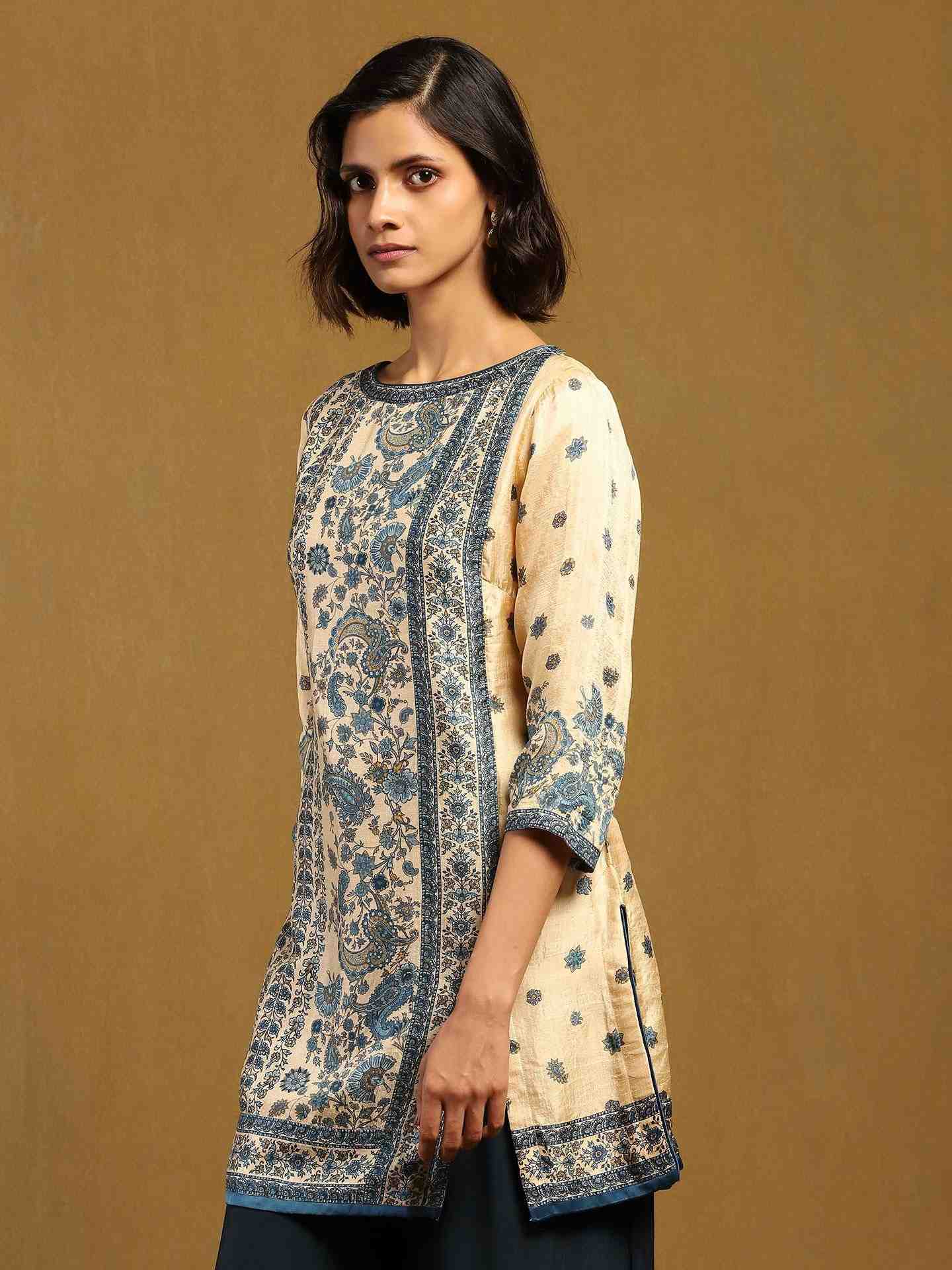 Offwhite & Blue Fab Kurti