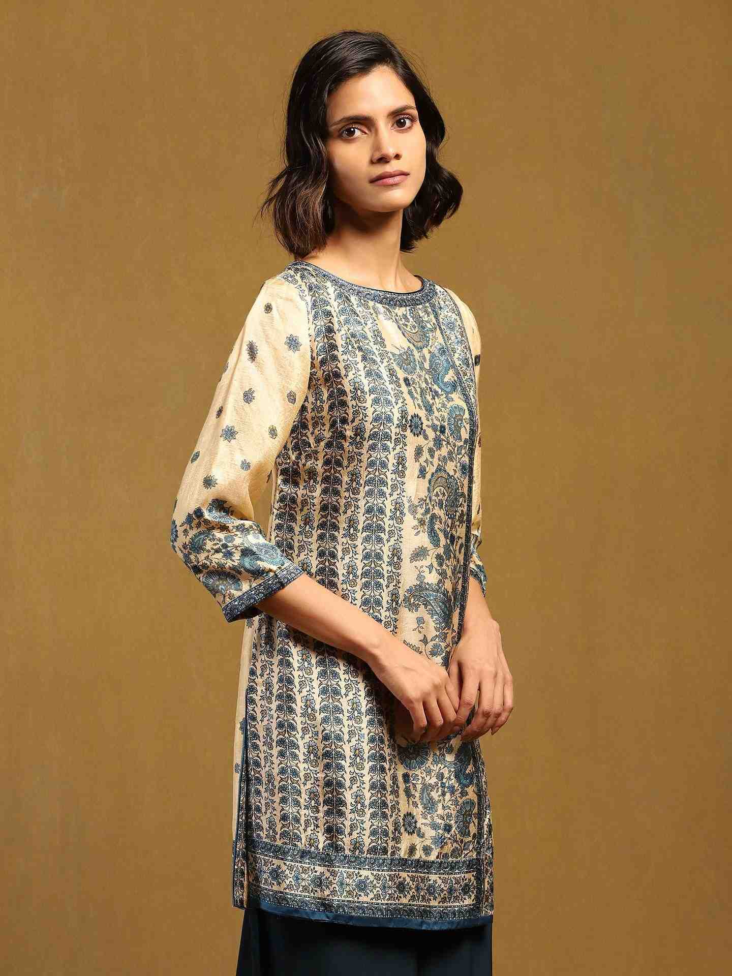 Offwhite & Blue Fab Kurti