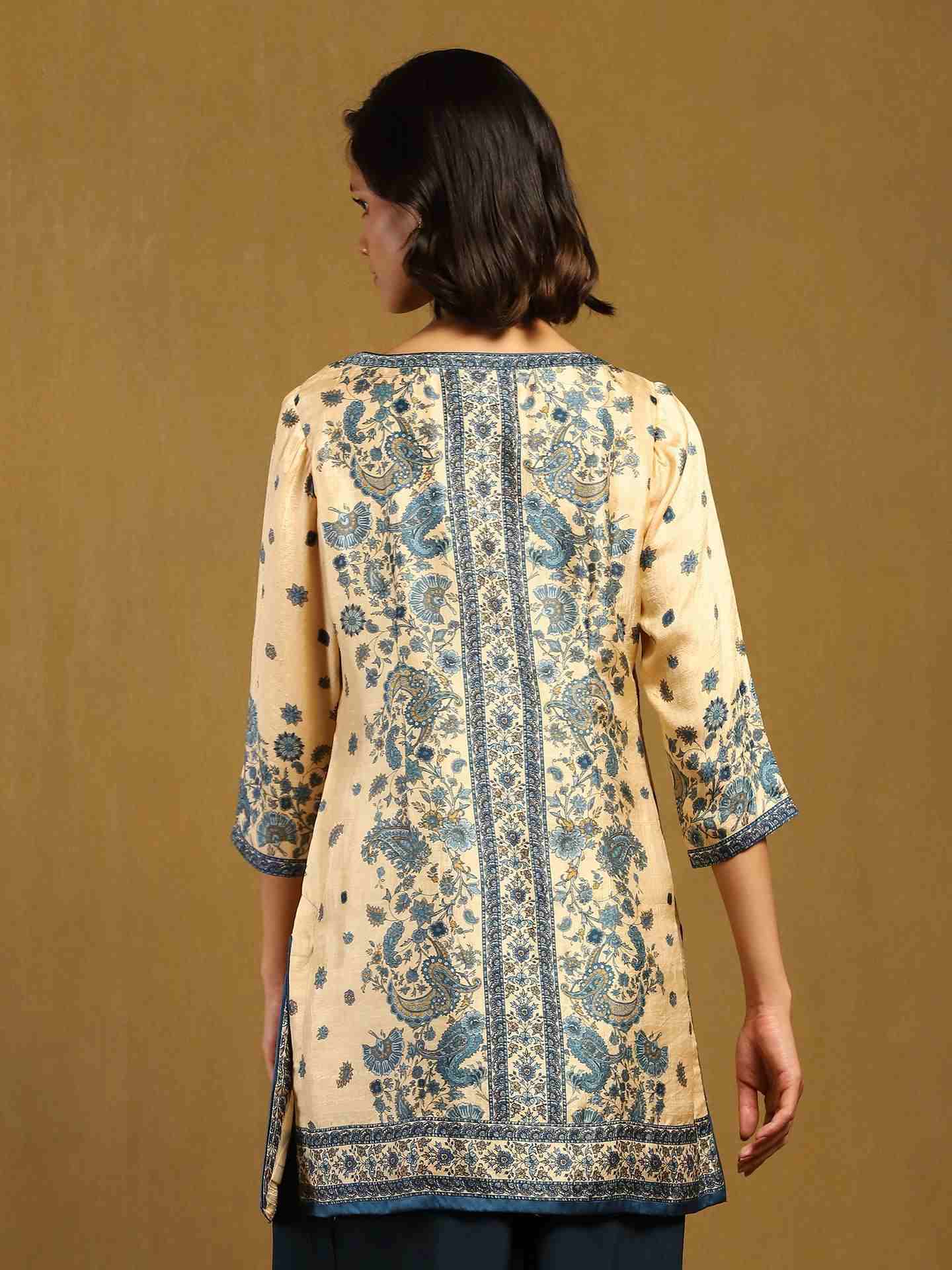 Offwhite & Blue Fab Kurti