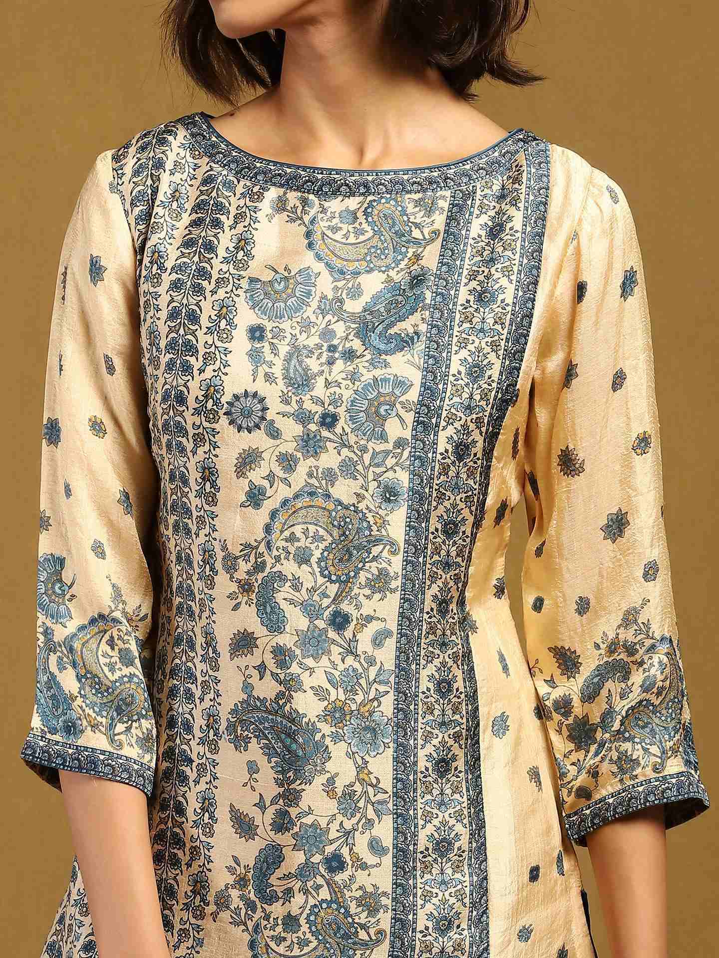 Offwhite & Blue Fab Kurti