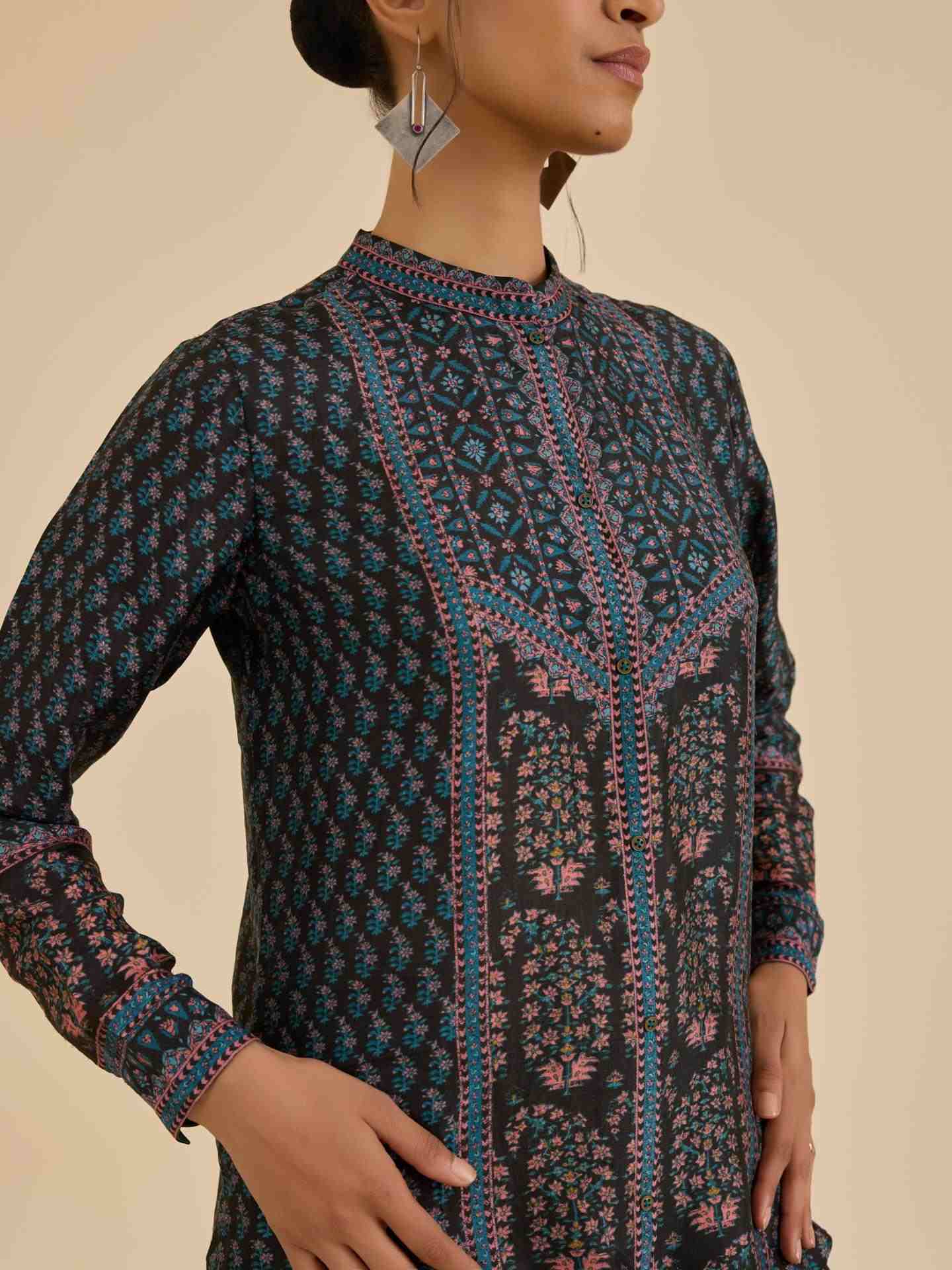 Black Turquoise Keya Kurti
