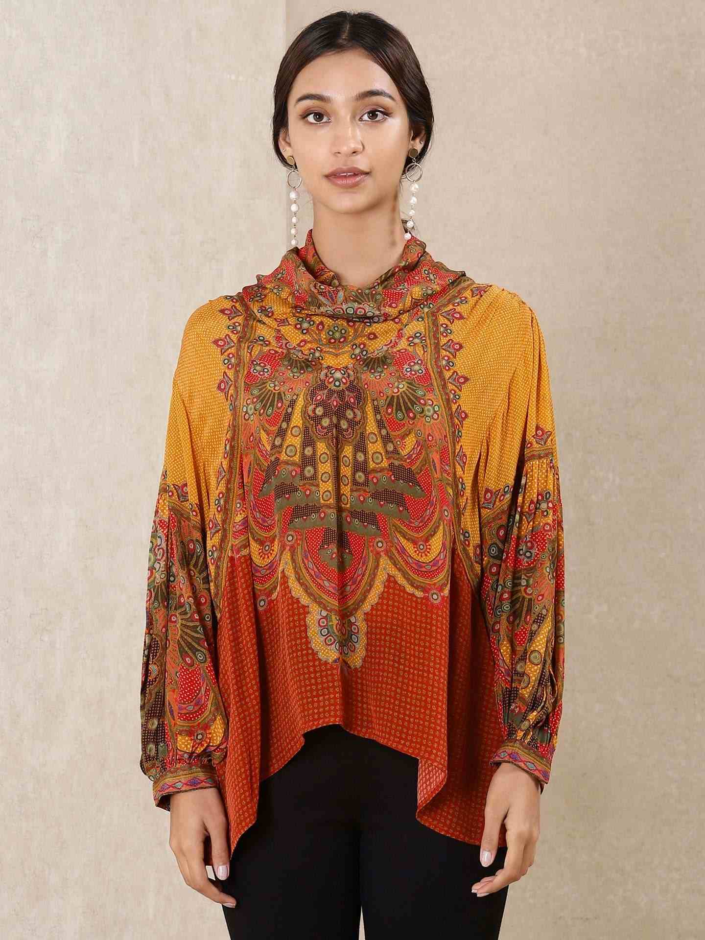 Mustard & Multi-Color Venkatil Crepe Kurti