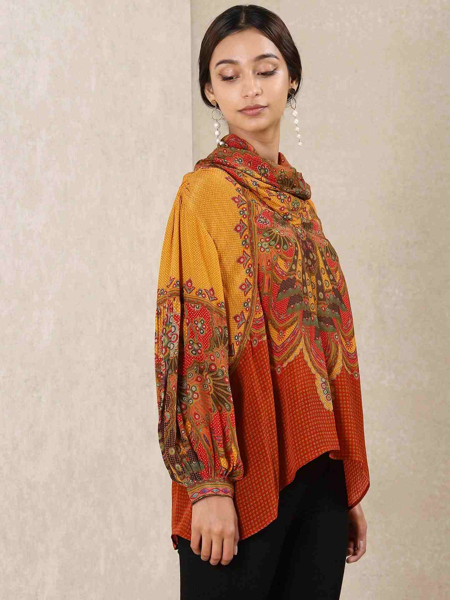 Mustard & Multi-Color Venkatil Crepe Kurti