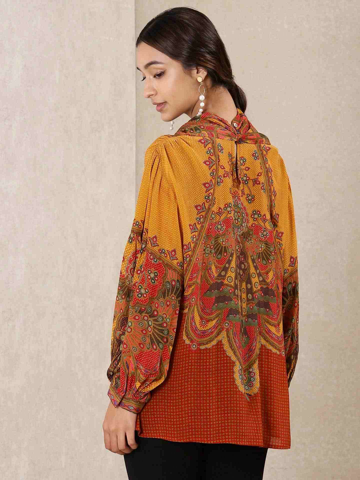 Mustard & Multi-Color Venkatil Crepe Kurti