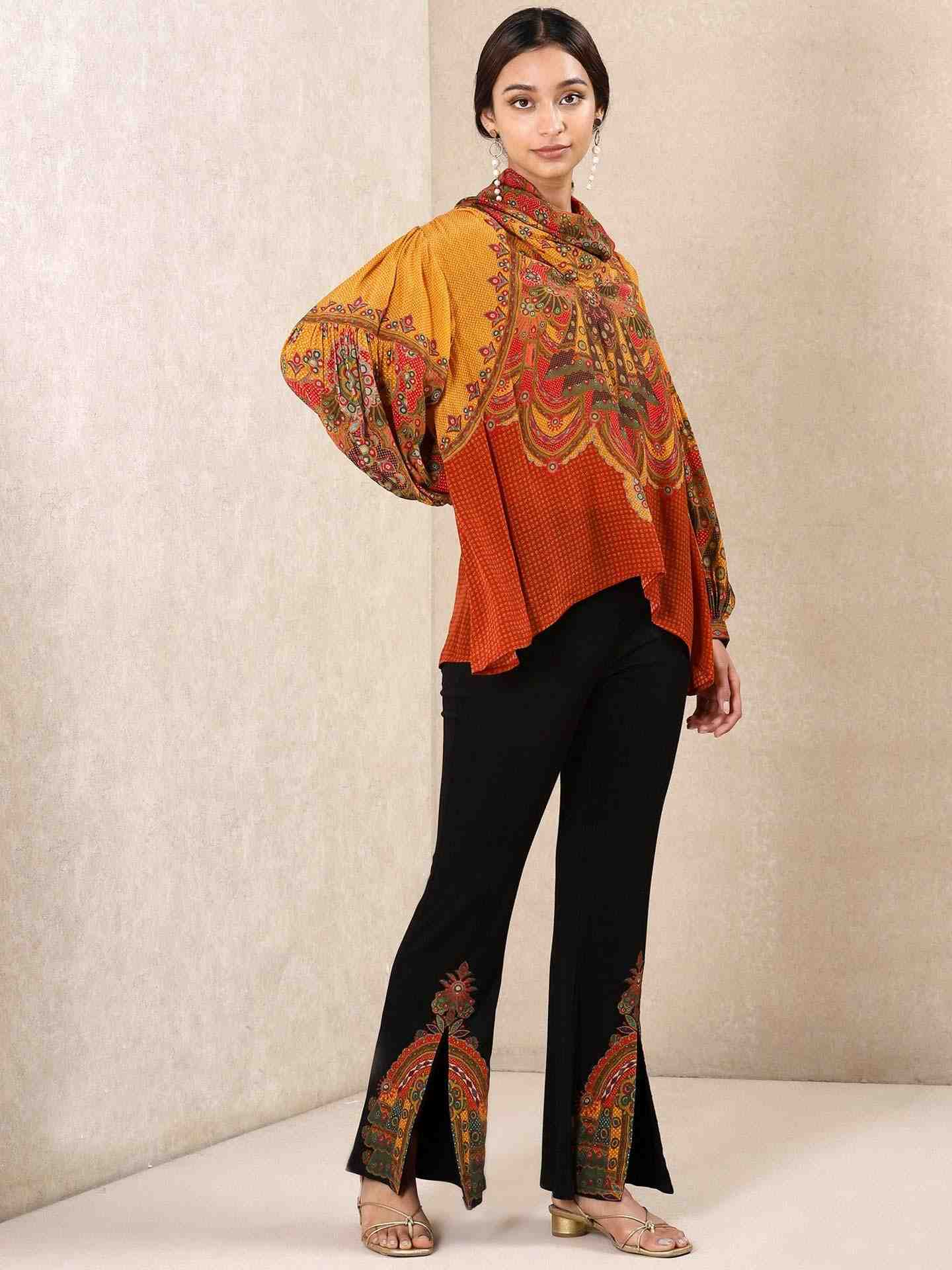 Mustard & Multi-Color Venkatil Crepe Kurti