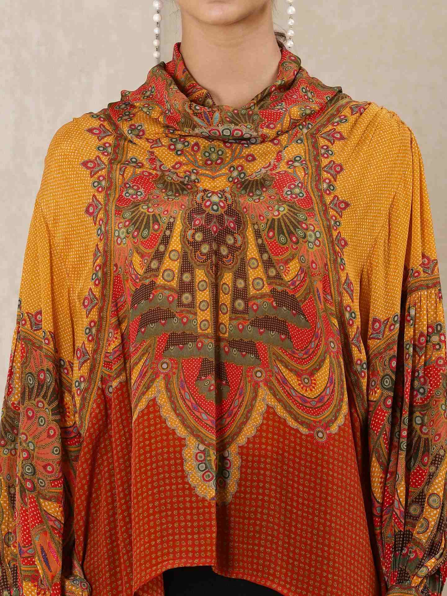 Mustard & Multi-Color Venkatil Crepe Kurti