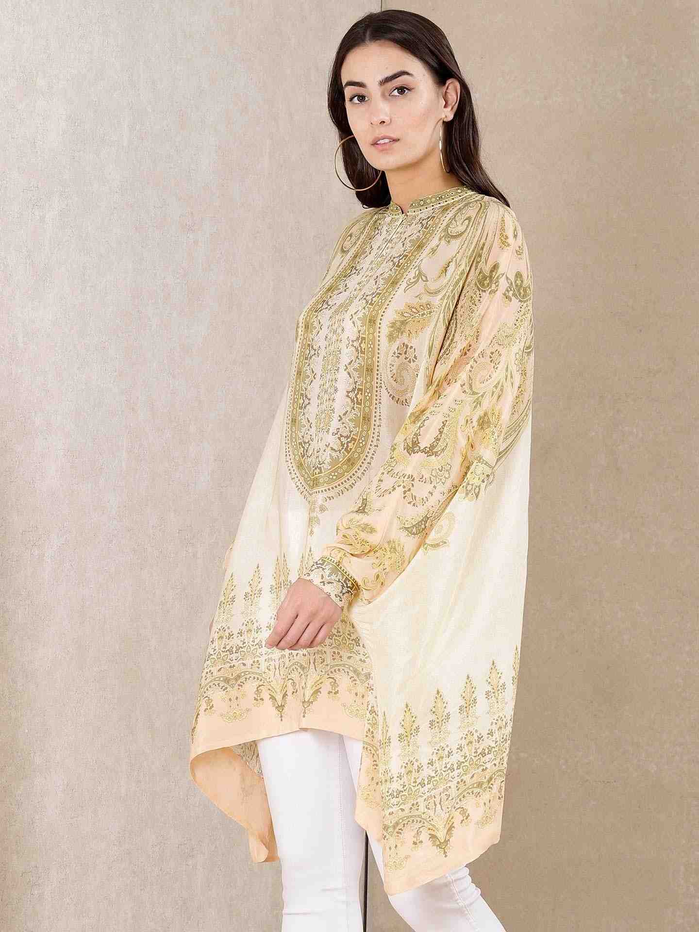 Beige & Khaki Coco Kia Crepe Kurti