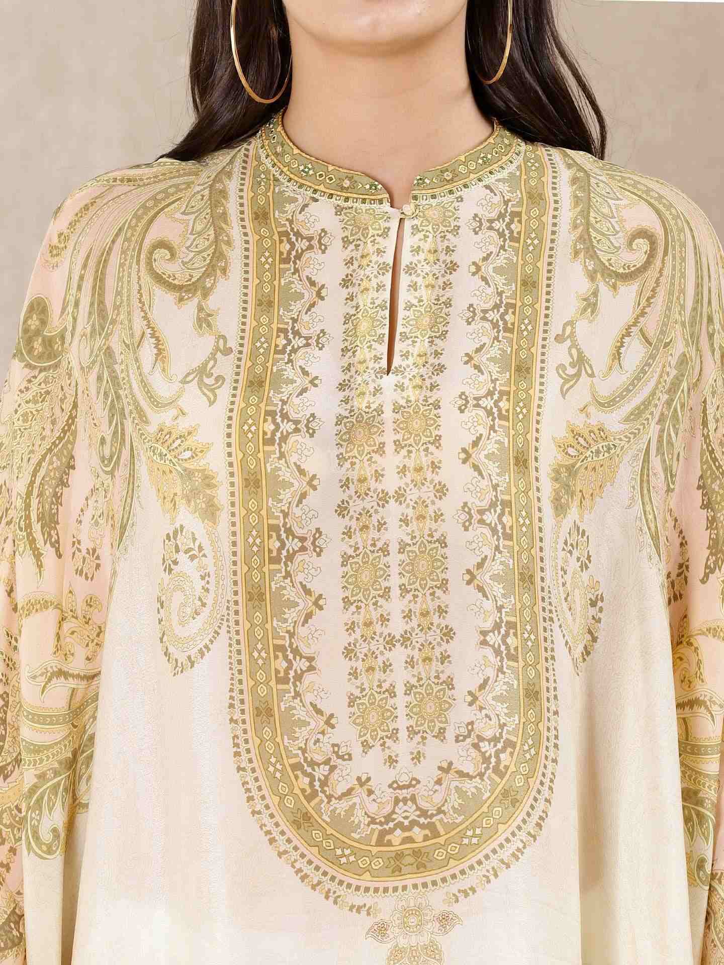 Beige & Khaki Coco Kia Crepe Kurti