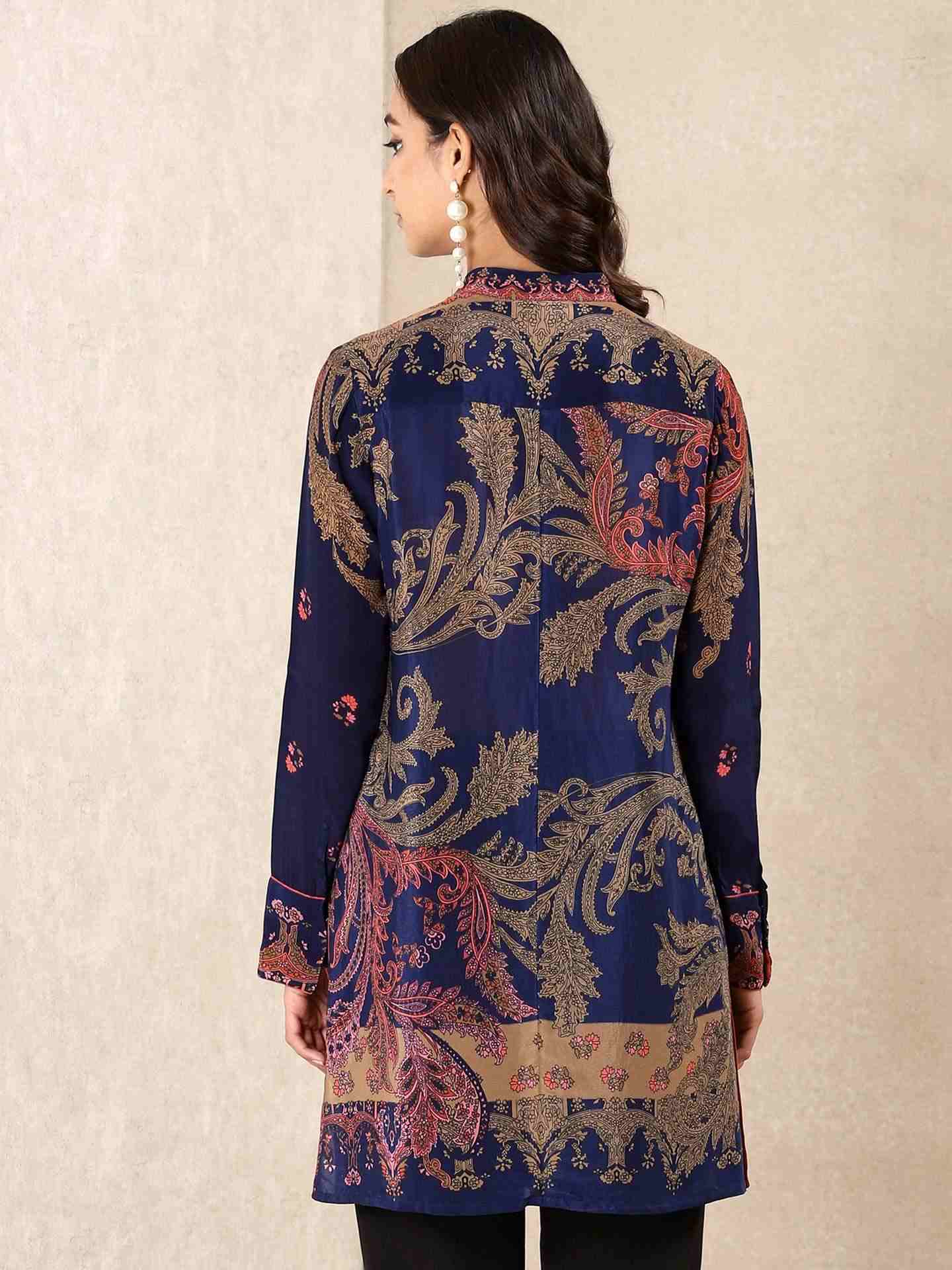 Navy & Multi-Color Coco Kia Crepe Kurti