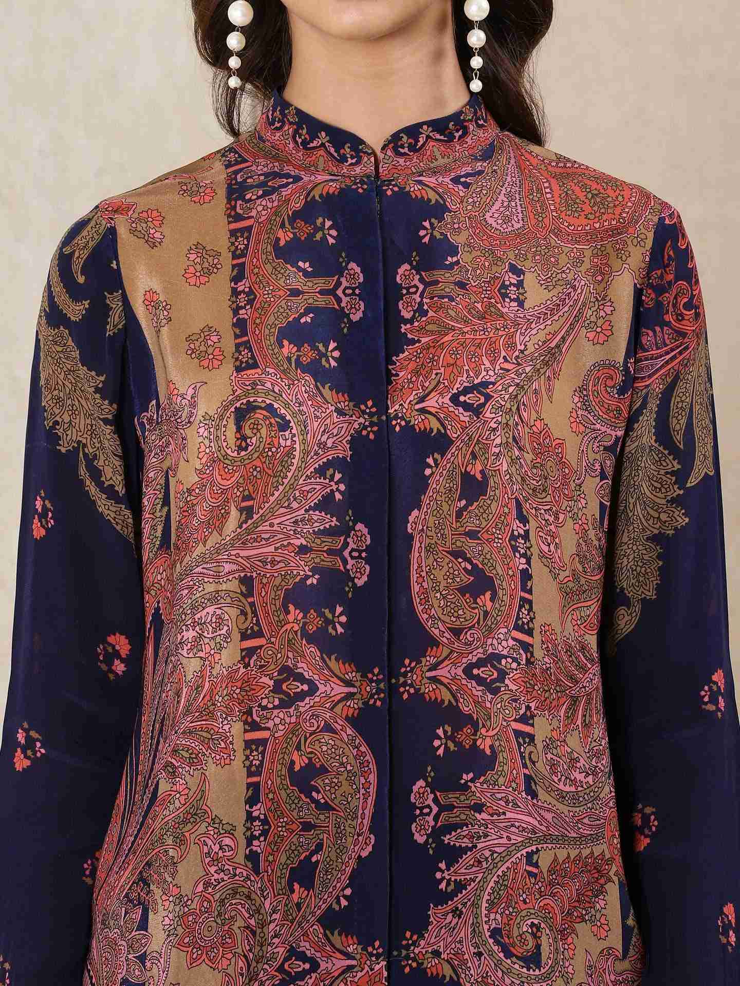 Navy & Multi-Color Coco Kia Crepe Kurti