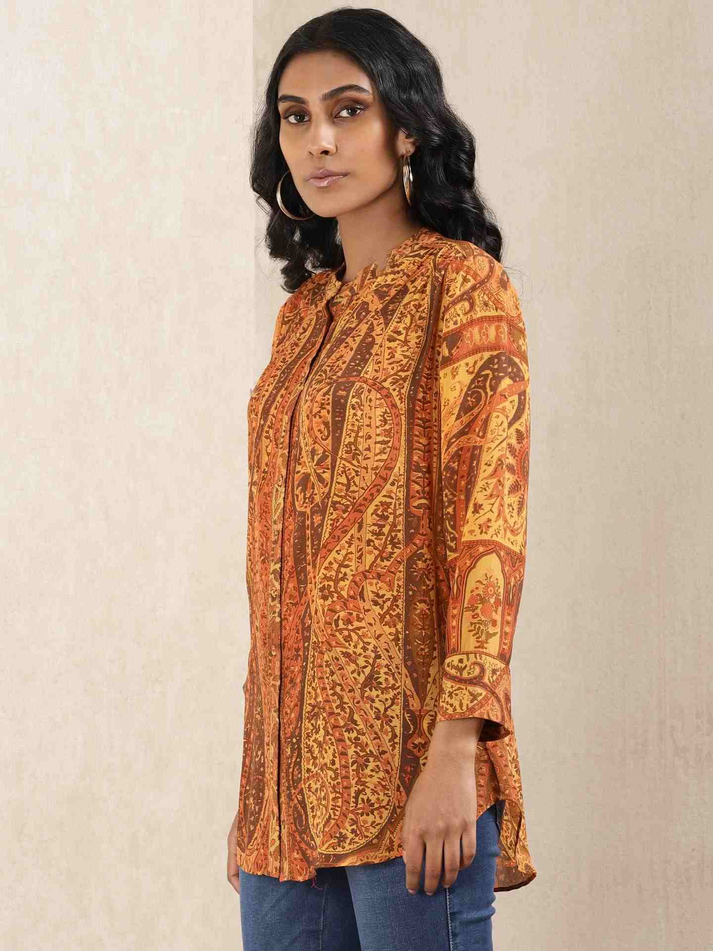 Rust Maharaja Crepe Kurti