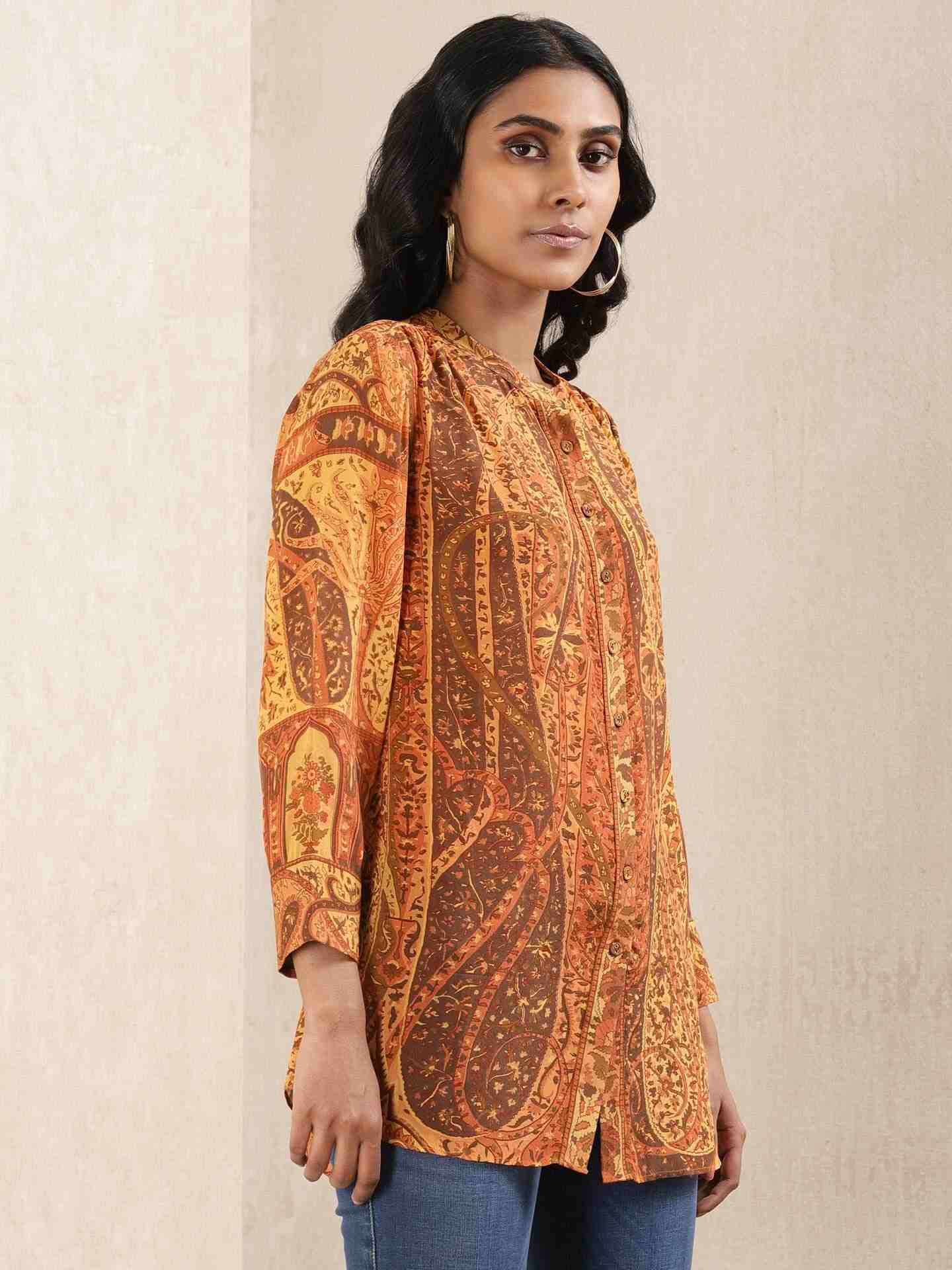 Rust Maharaja Crepe Kurti