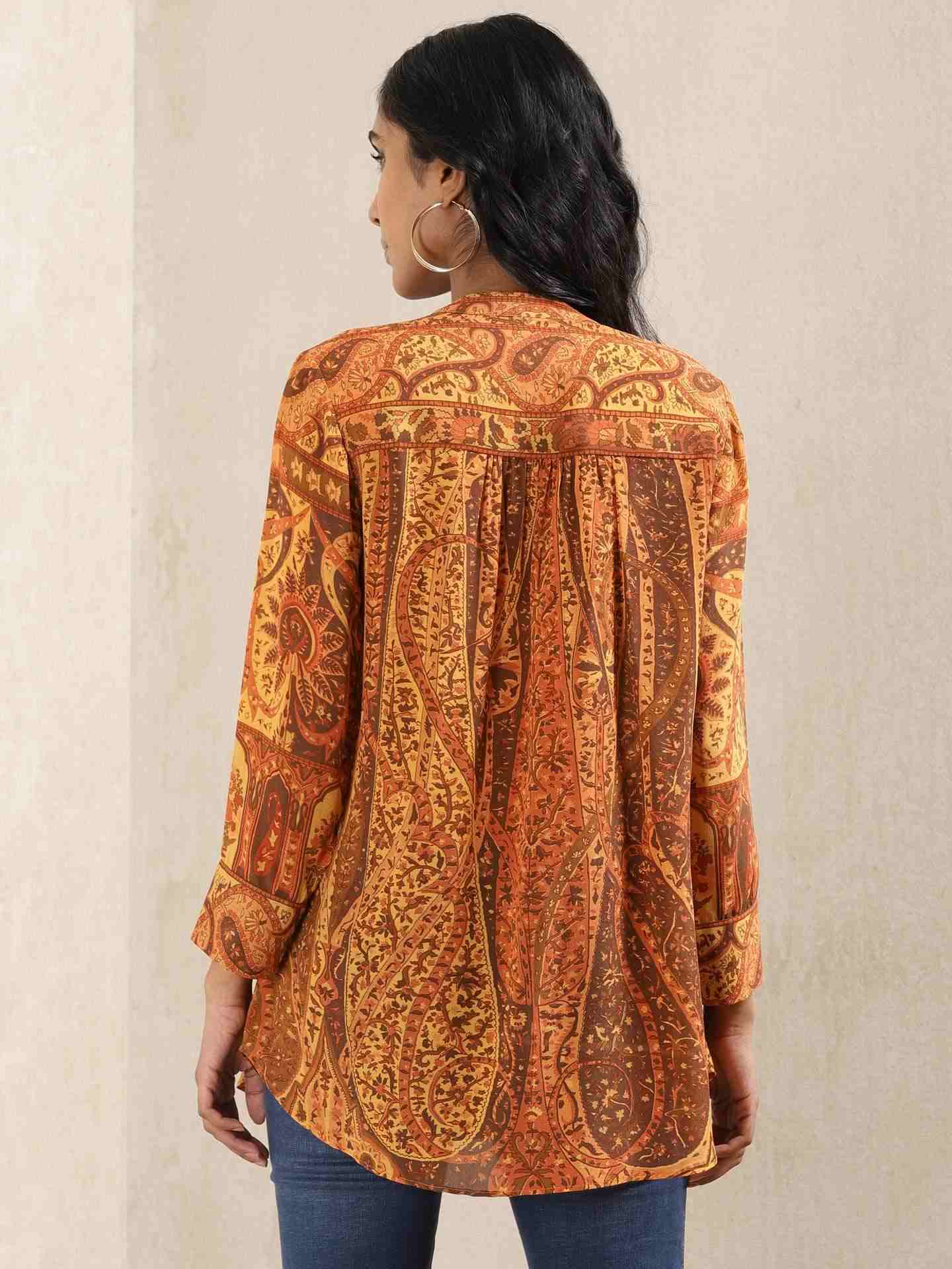 Rust Maharaja Crepe Kurti
