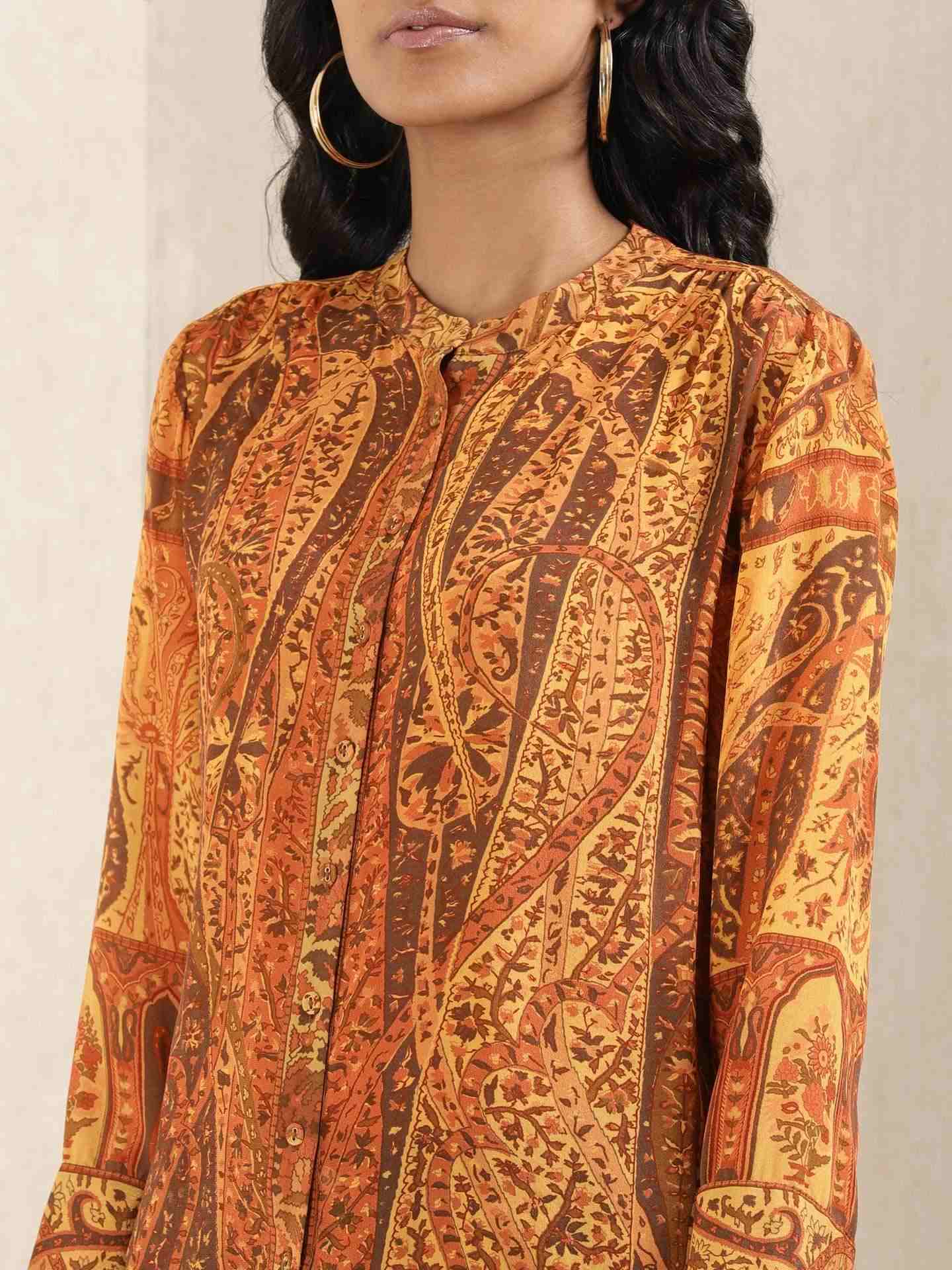Rust Maharaja Crepe Kurti