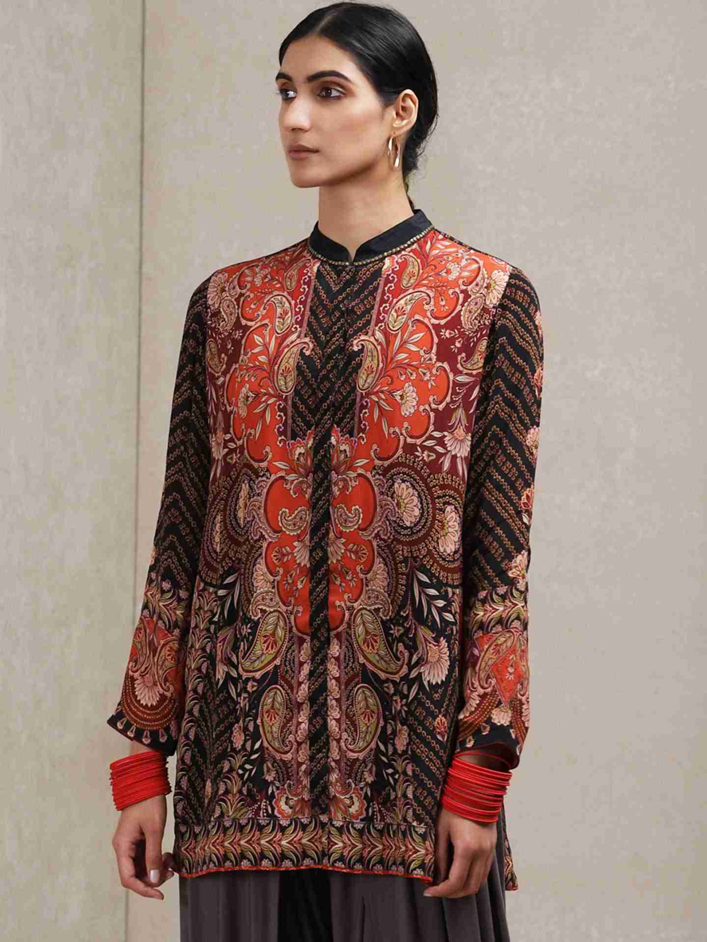 Black & Red Rajita Crepe Kurti