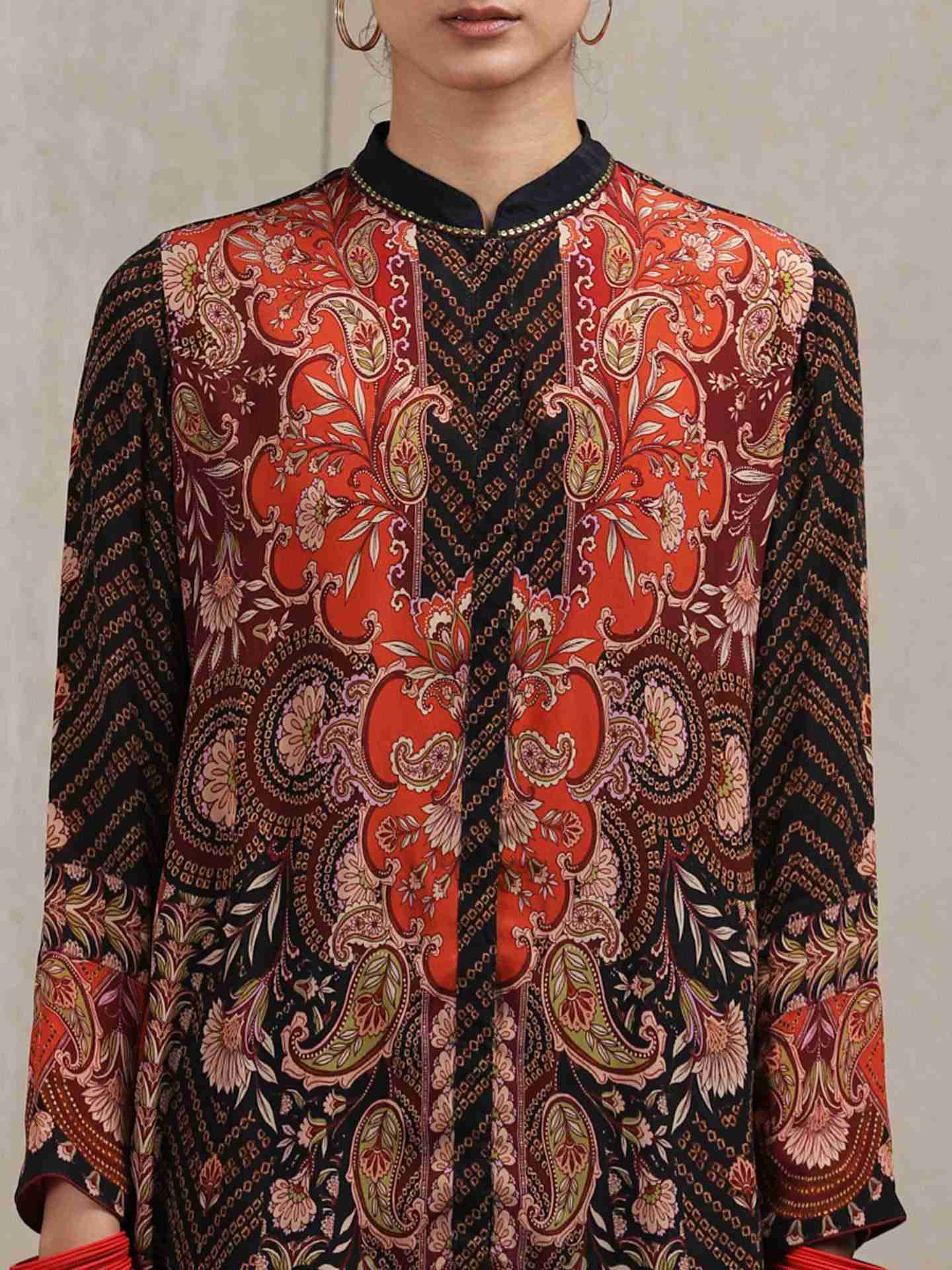 Black & Red Rajita Crepe Kurti