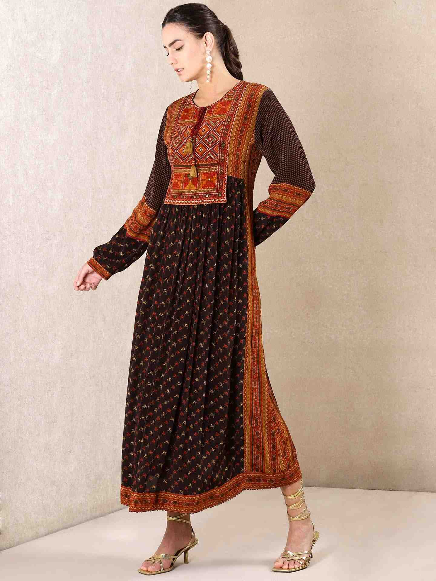 Black & Rust Falguni Crepe Kurta