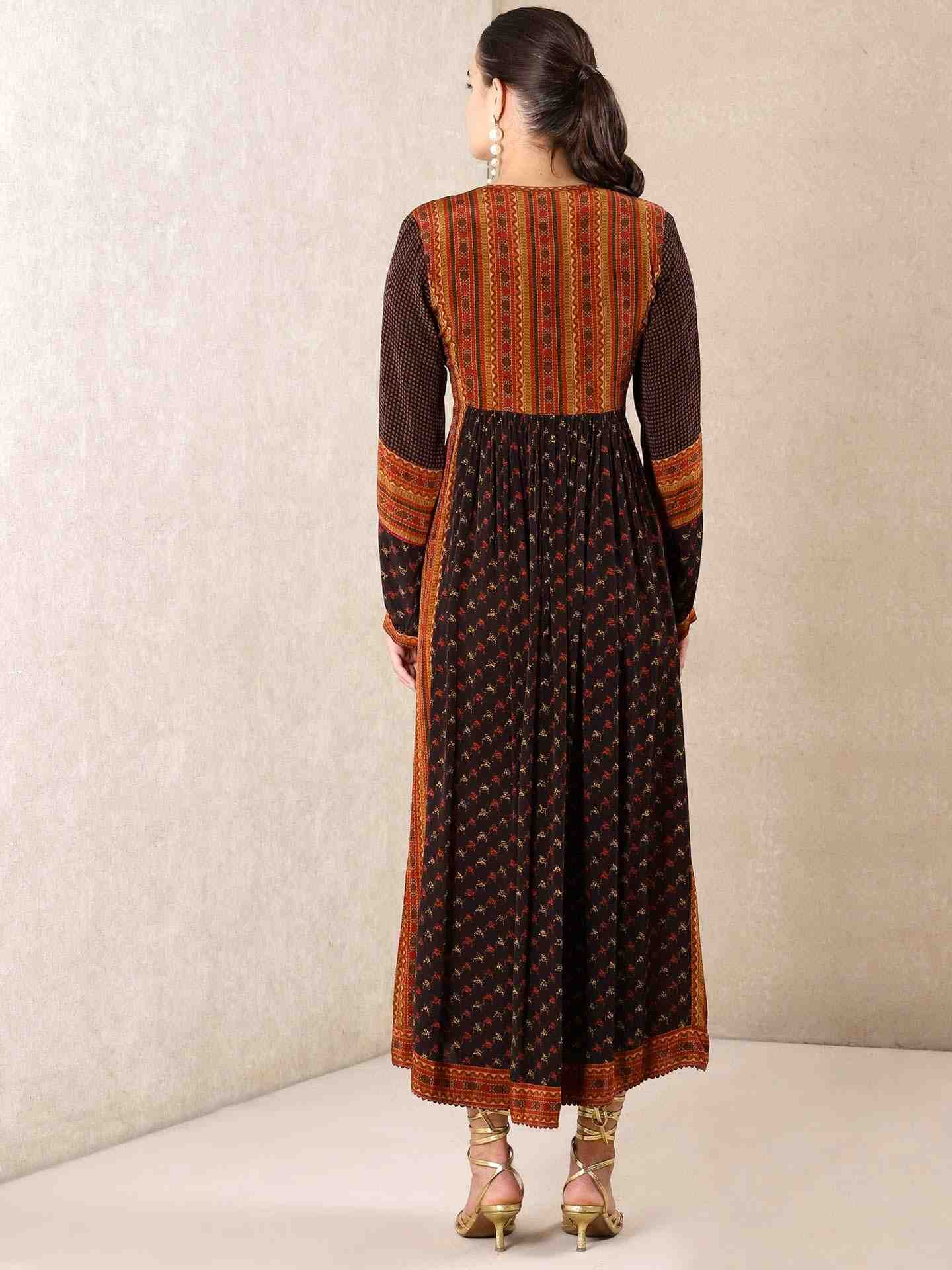 Black & Rust Falguni Crepe Kurta