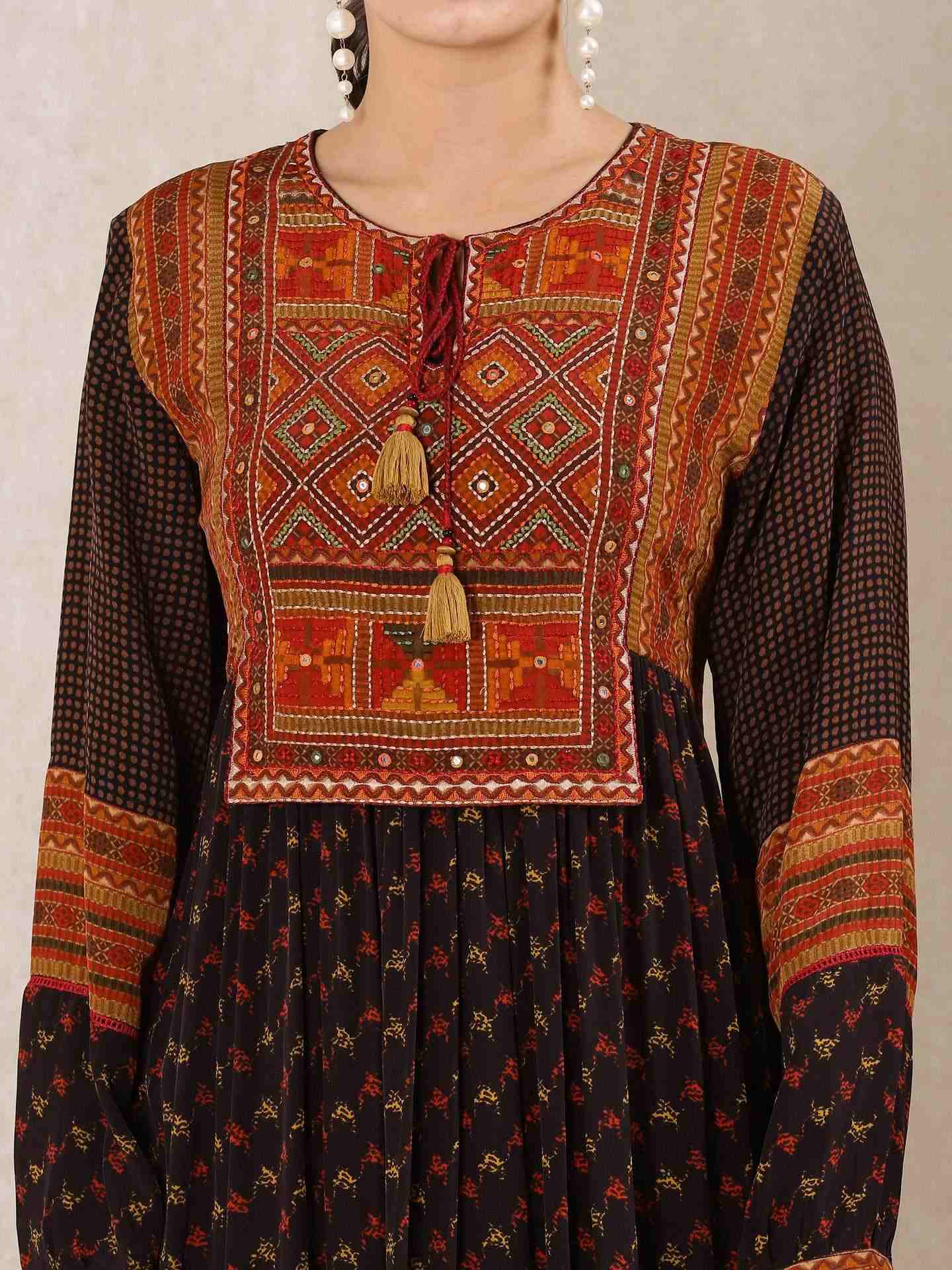 Black & Rust Falguni Crepe Kurta