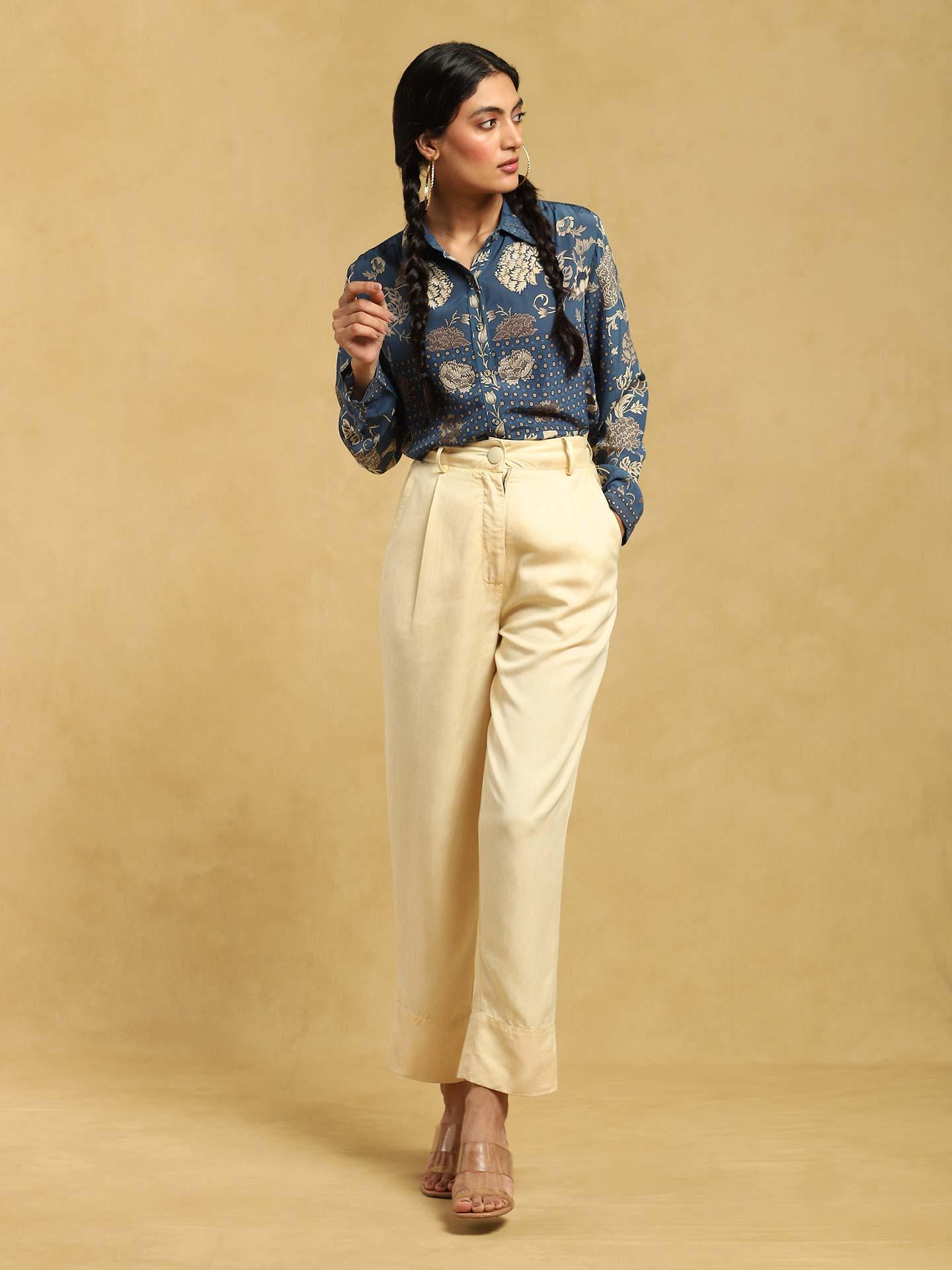 Blue Calico Crepe Shirt