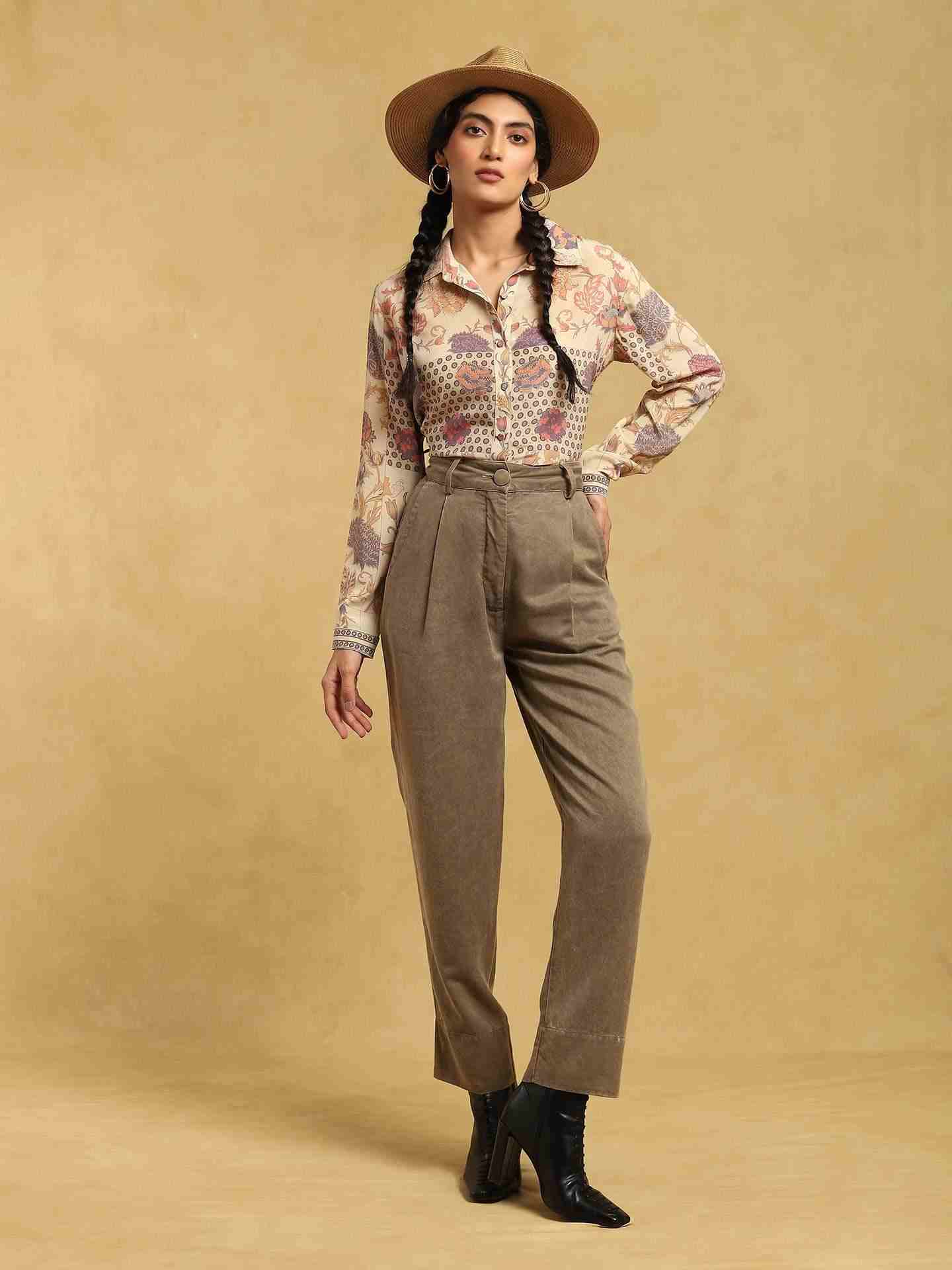 Ecru Calico Crepe Shirt