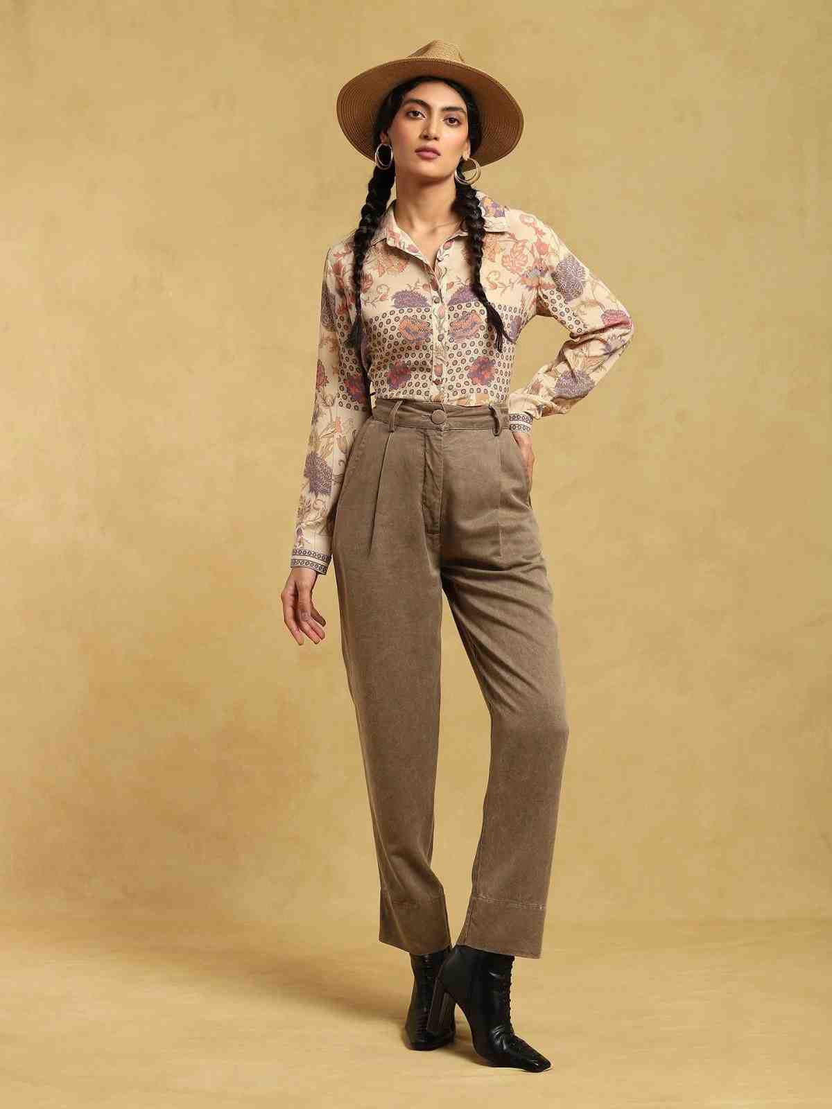 Ecru Calico Crepe Shirt